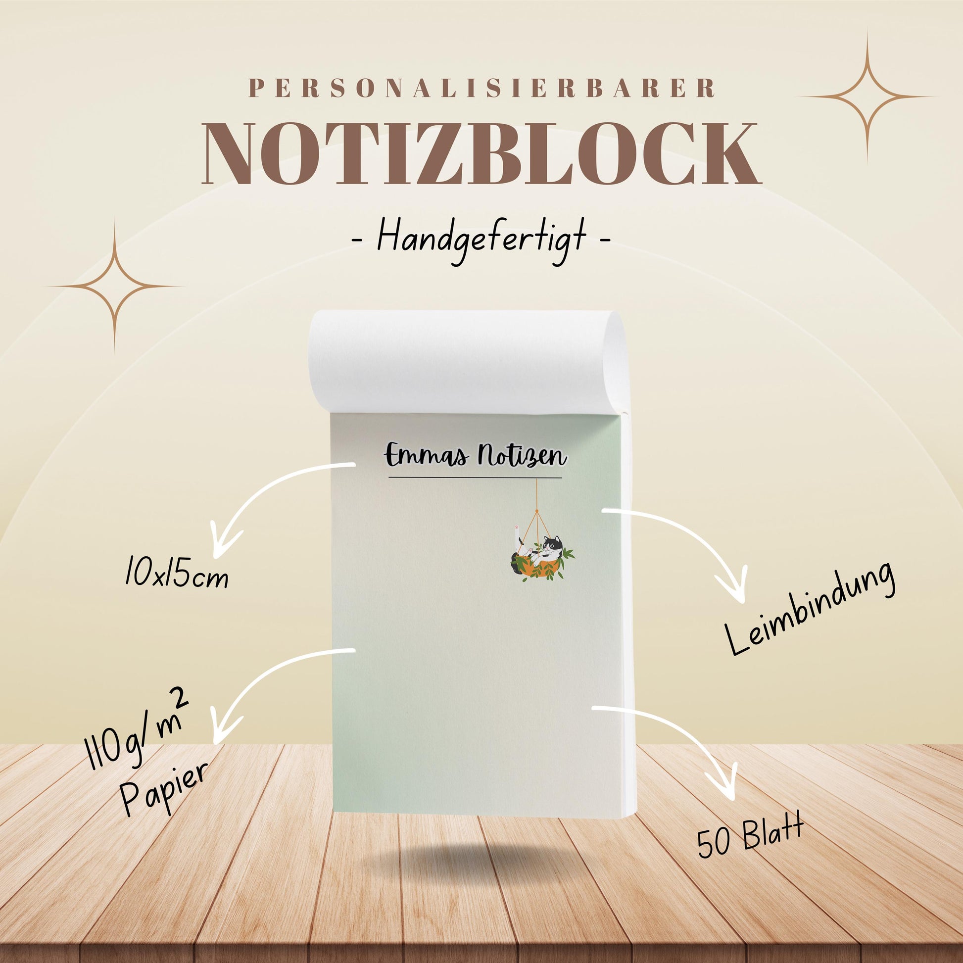 Notizblock Katze Notizblock personalisierbar mit Namen To-Do Liste Notizblock für Studenten Bürobedarf Geschenk Katzenbesitzer