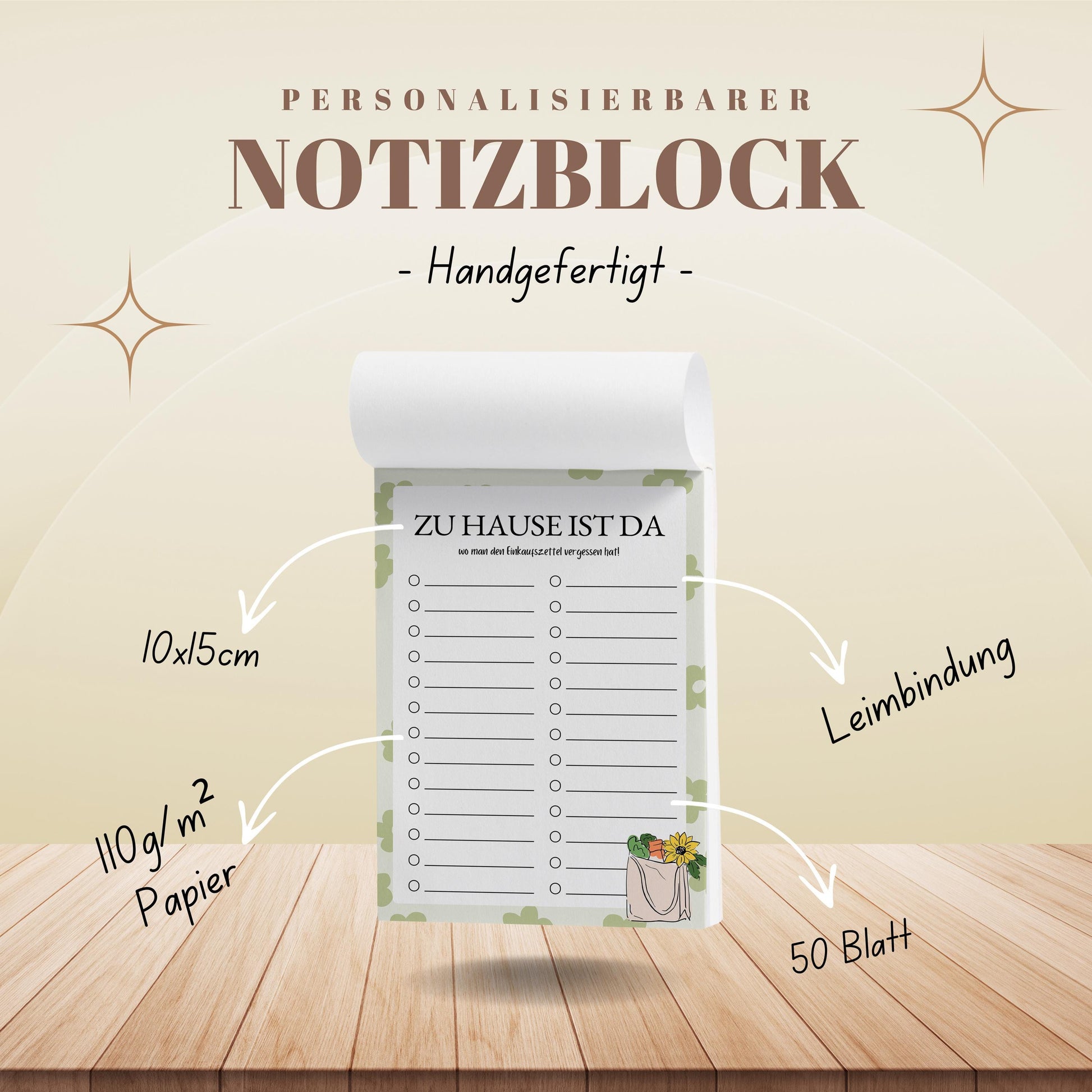 Notizblock Einkaufsliste Notizblock personalisierbar mit Namen Einkaufen Liste Notizblock für Essenplanung Küchenbedarf Liste Einkaufen