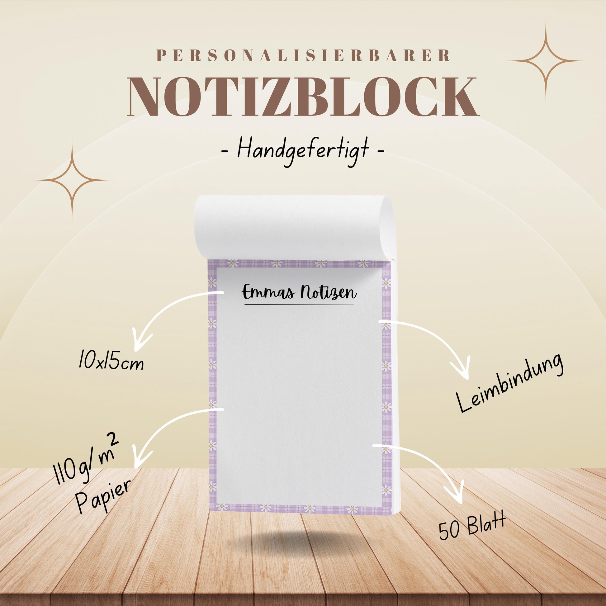 Notizblock Blume Notizblock personalisierbar mit Namen To-Do Liste Notizblock für Studenten Bürobedarf Geschenk Kollegin