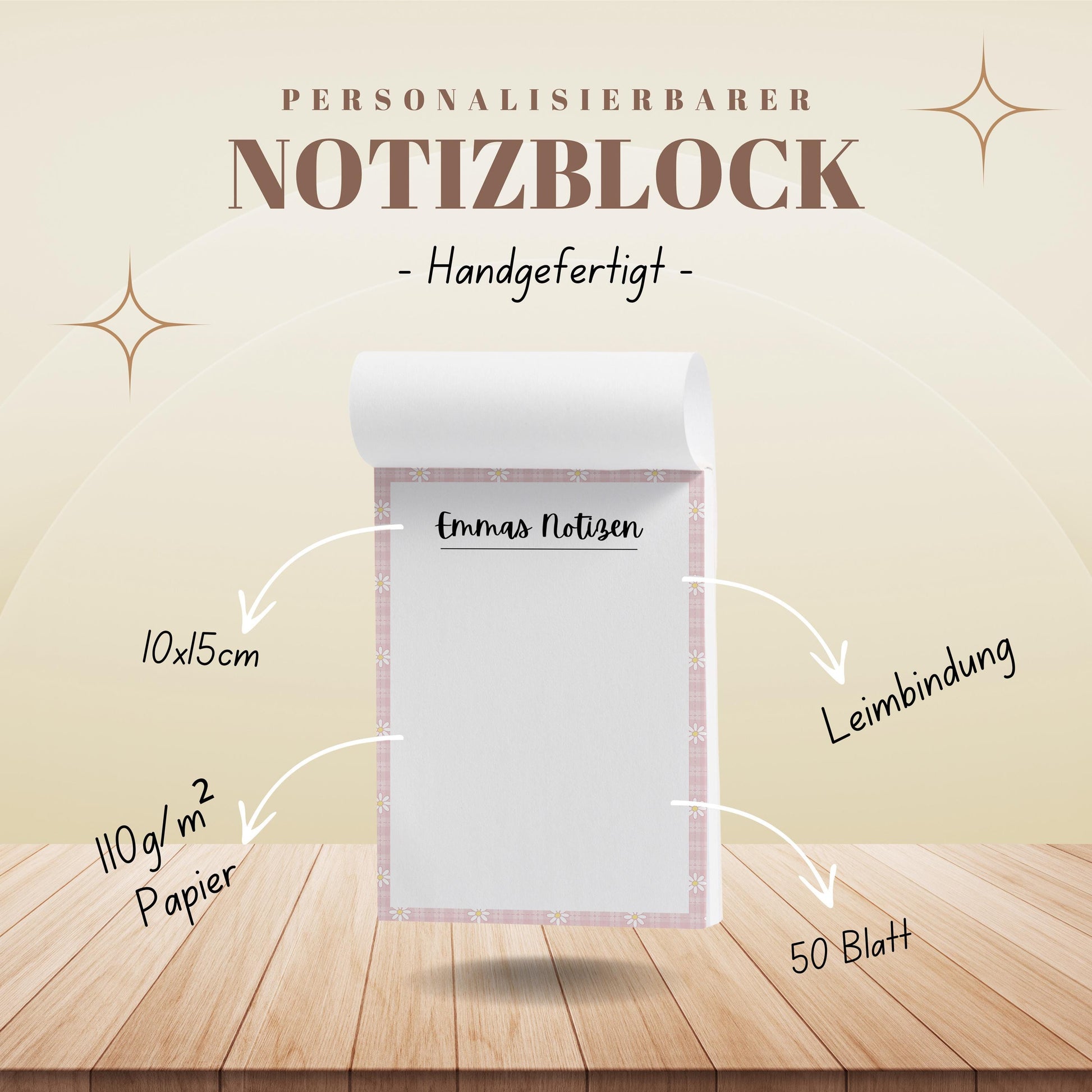 Notizblock Blume Notizblock personalisierbar mit Namen To-Do Liste Notizblock für Studenten Bürobedarf Geschenk Kollegin