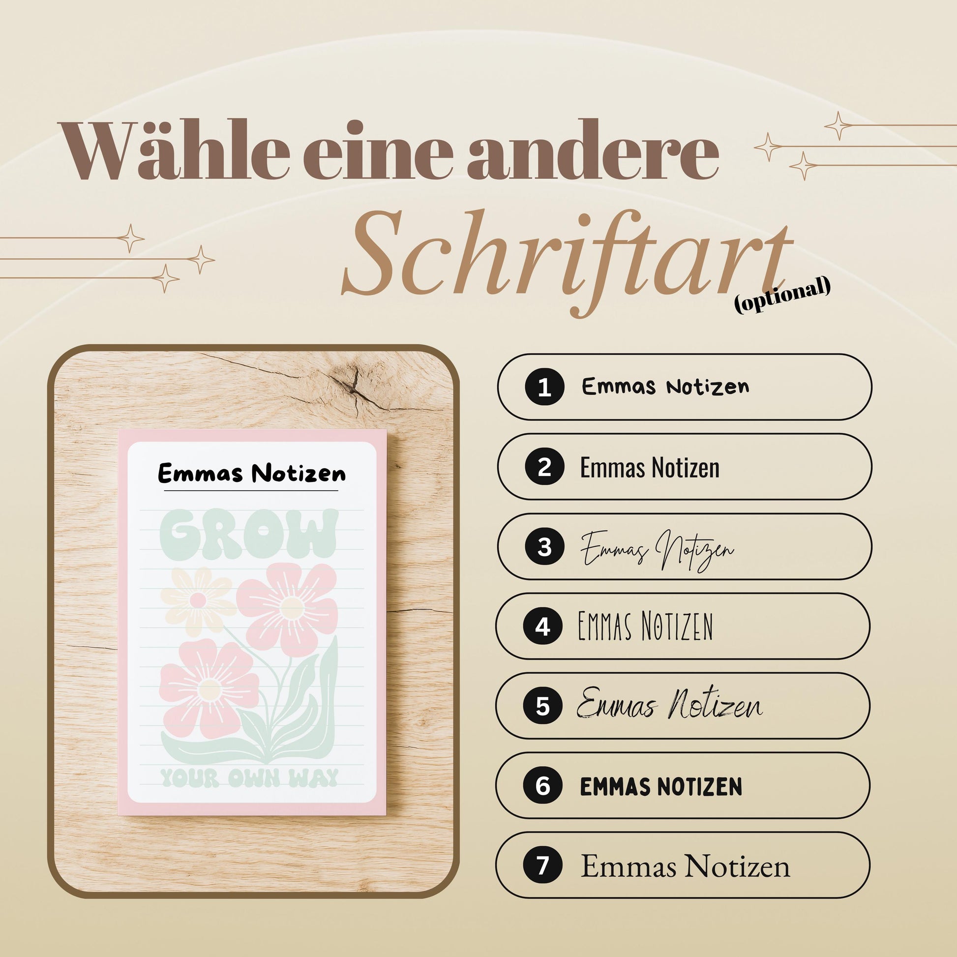 Notizblock Floral Notizblock personalisierbar mit Namen To-Do Liste Notizblock für Studenten Bürobedarf Geschenk Kollegin