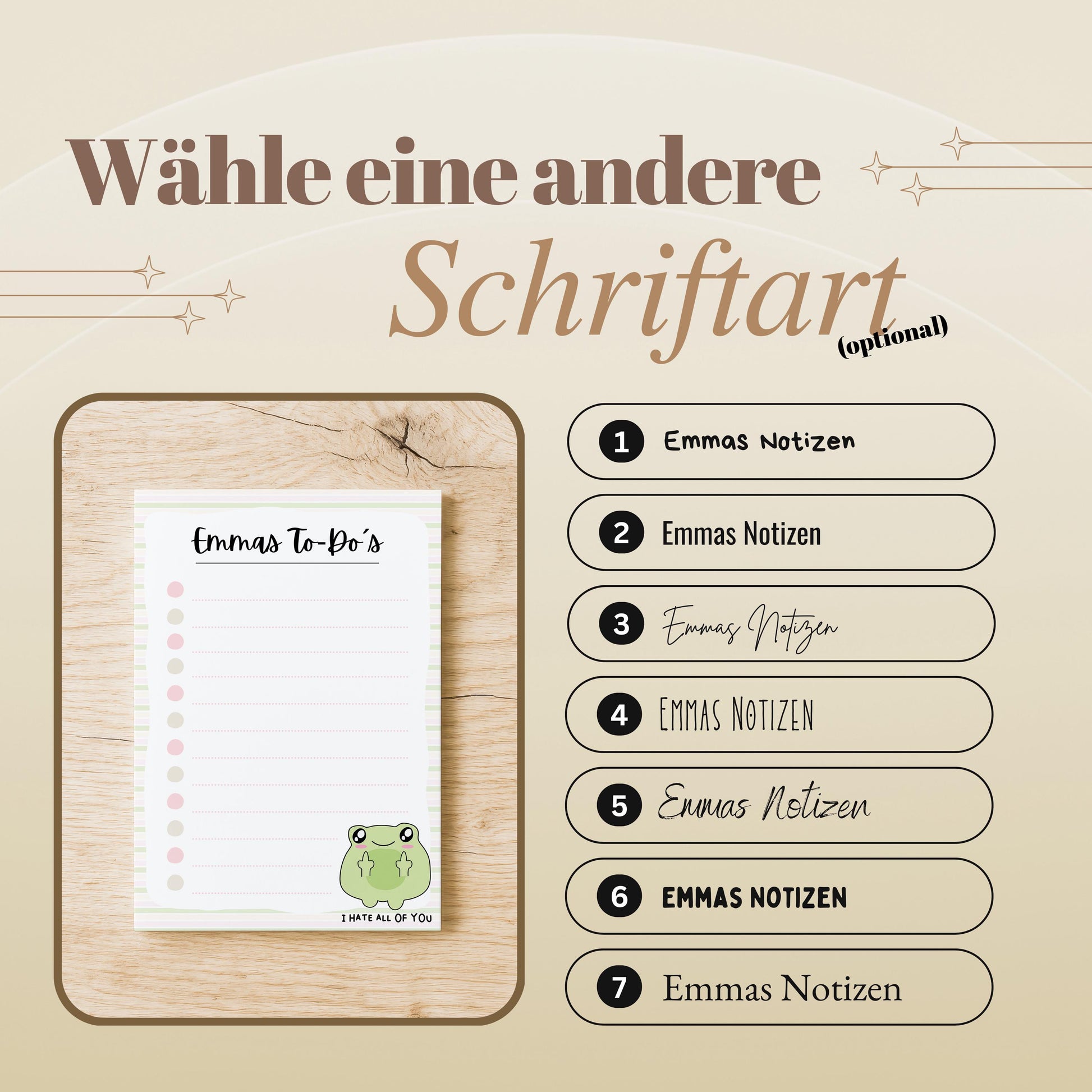 Notizblock Frosch Notizblock personalisierbar mit Namen To-Do Liste Notizblock für Studenten Bürobedarf Geschenk Kollegin