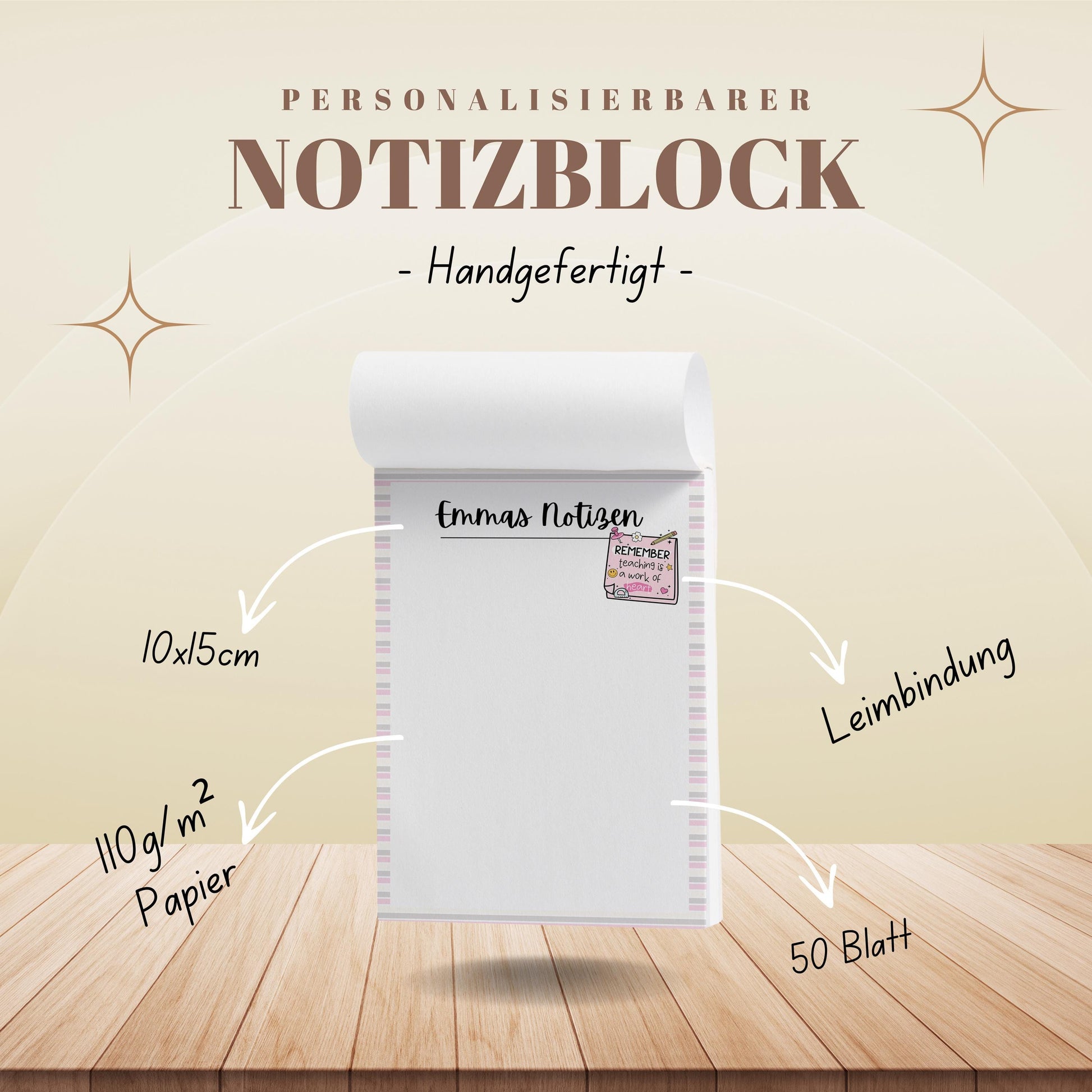 Notizblock Teacher Notizblock personalisierbar mit Namen To-Do Liste Notizblock für Studenten Bürobedarf Geschenk Kollegin