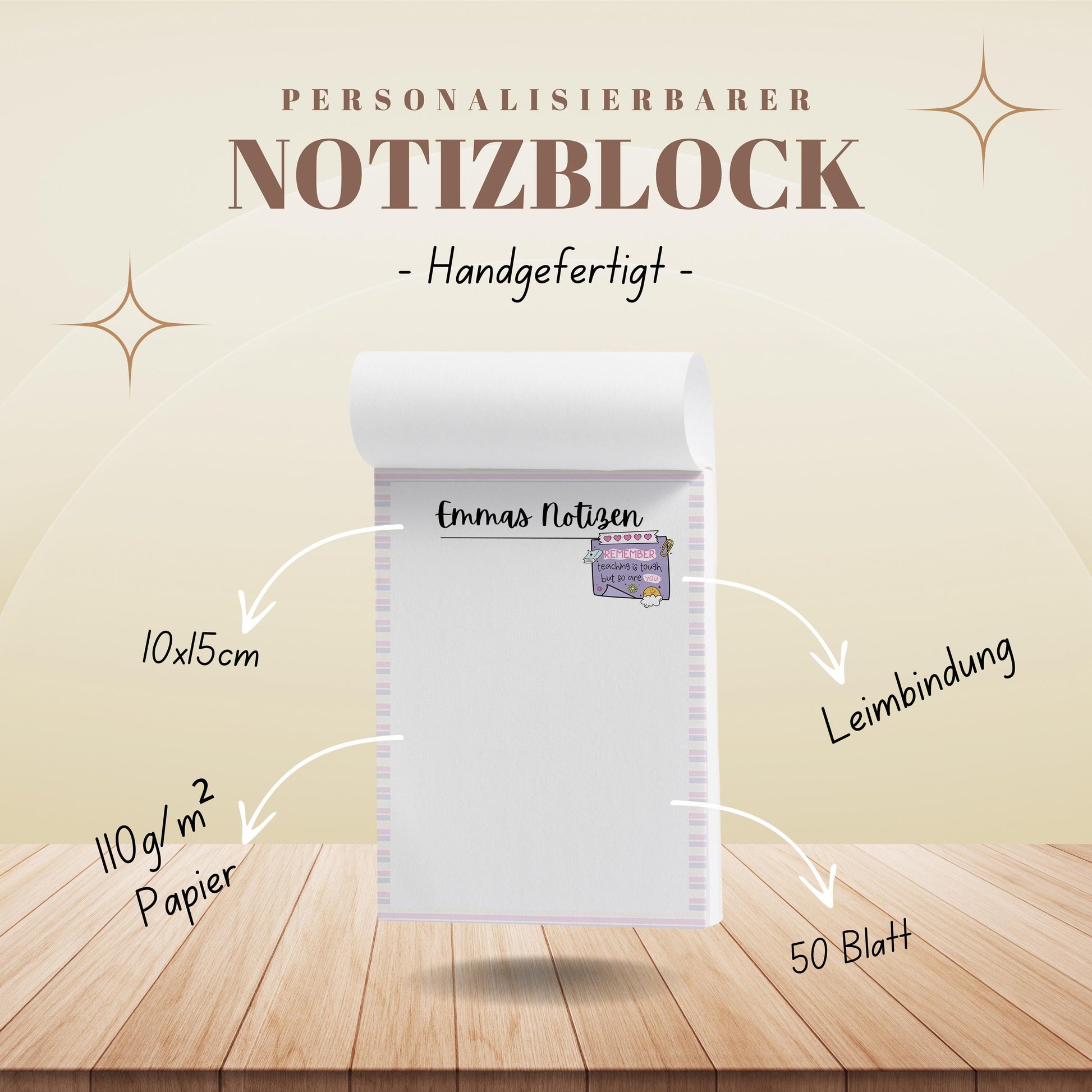 Notizblock Teacher Notizblock personalisierbar mit Namen To-Do Liste Notizblock für Studenten Bürobedarf Geschenk Kollegin