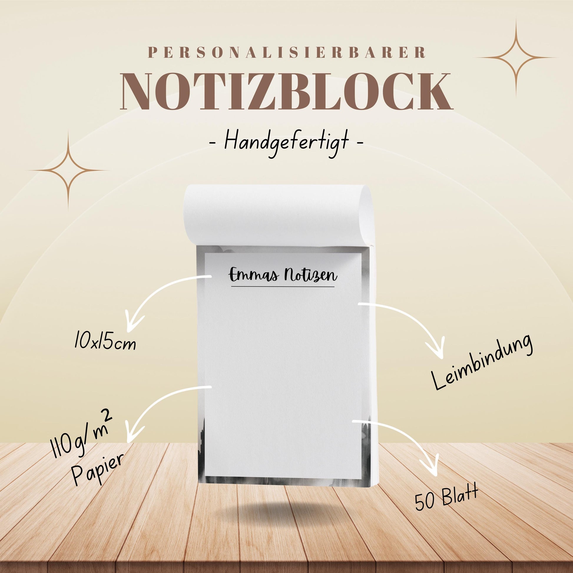Notizblock Granit Notizblock personalisierbar mit Namen To Do Liste Notizblock für Studenten Schreibblock Bürobedarf Geschenk Kollege