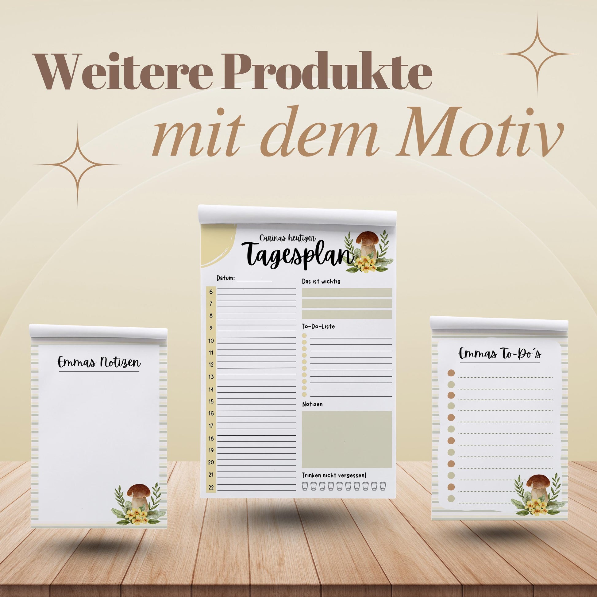 Notizblock Pilze Notizblock personalisierbar mit Namen To Do Liste Notizblock für Studenten Bürobedarf Geschenk Pilzsammler