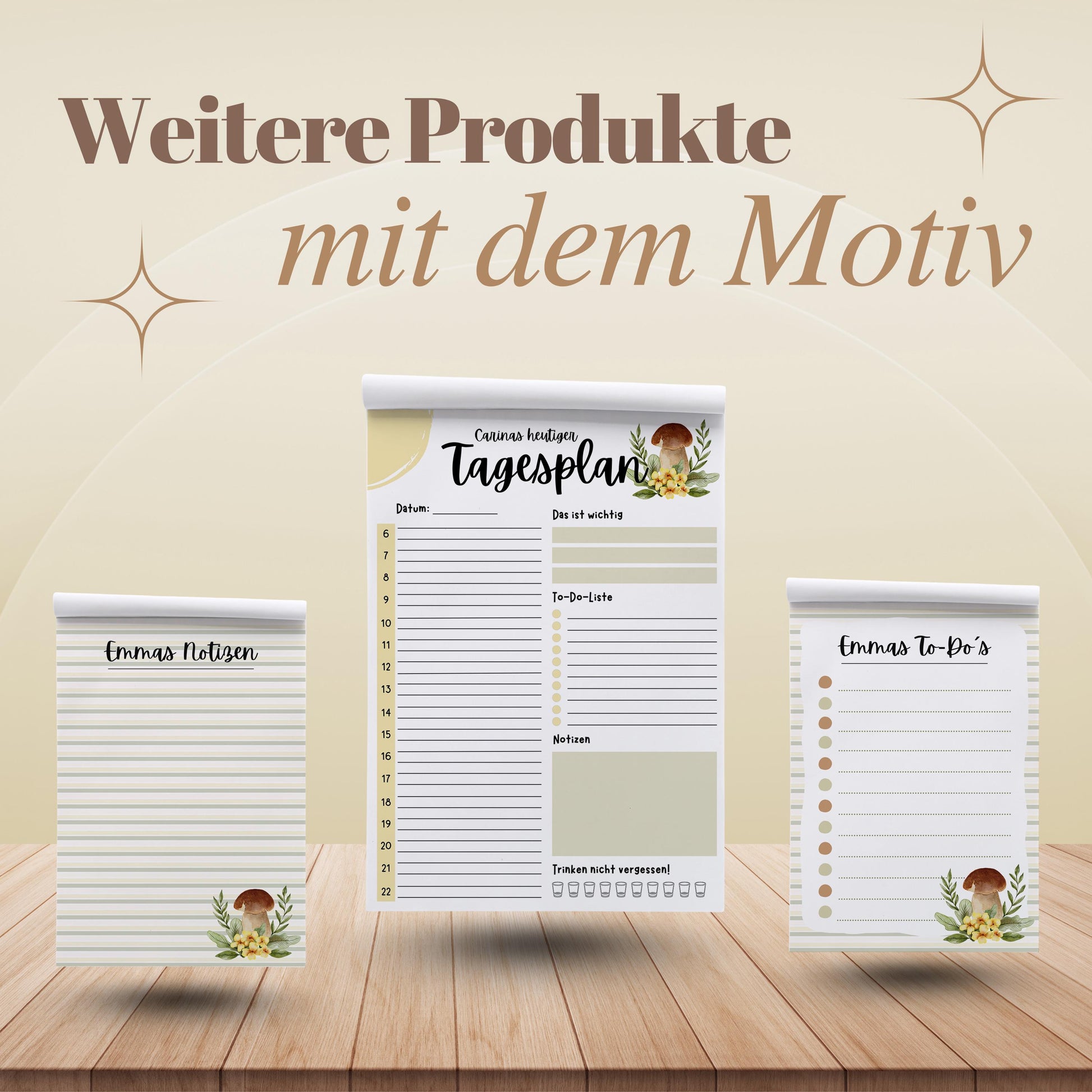 Notizblock Pilze Notizblock personalisierbar mit Namen To Do Liste Notizblock für Studenten Bürobedarf Geschenk Pilzsammler