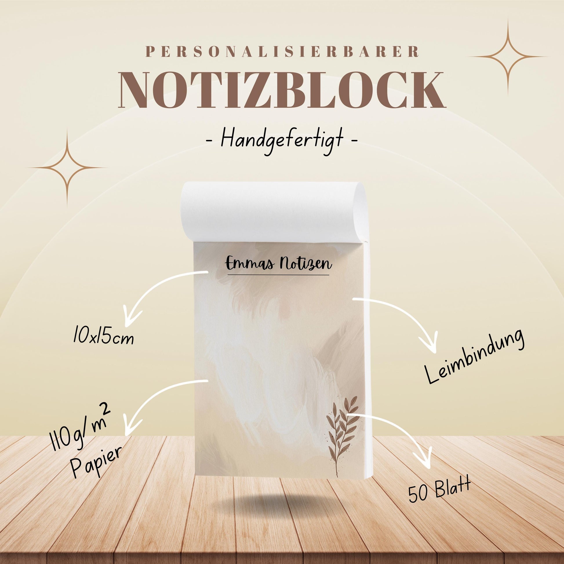 Notizblock Boho Notizblock personalisierbar mit Namen To-Do Liste Notizblock für Studenten Bürobedarf Geschenk Kollege