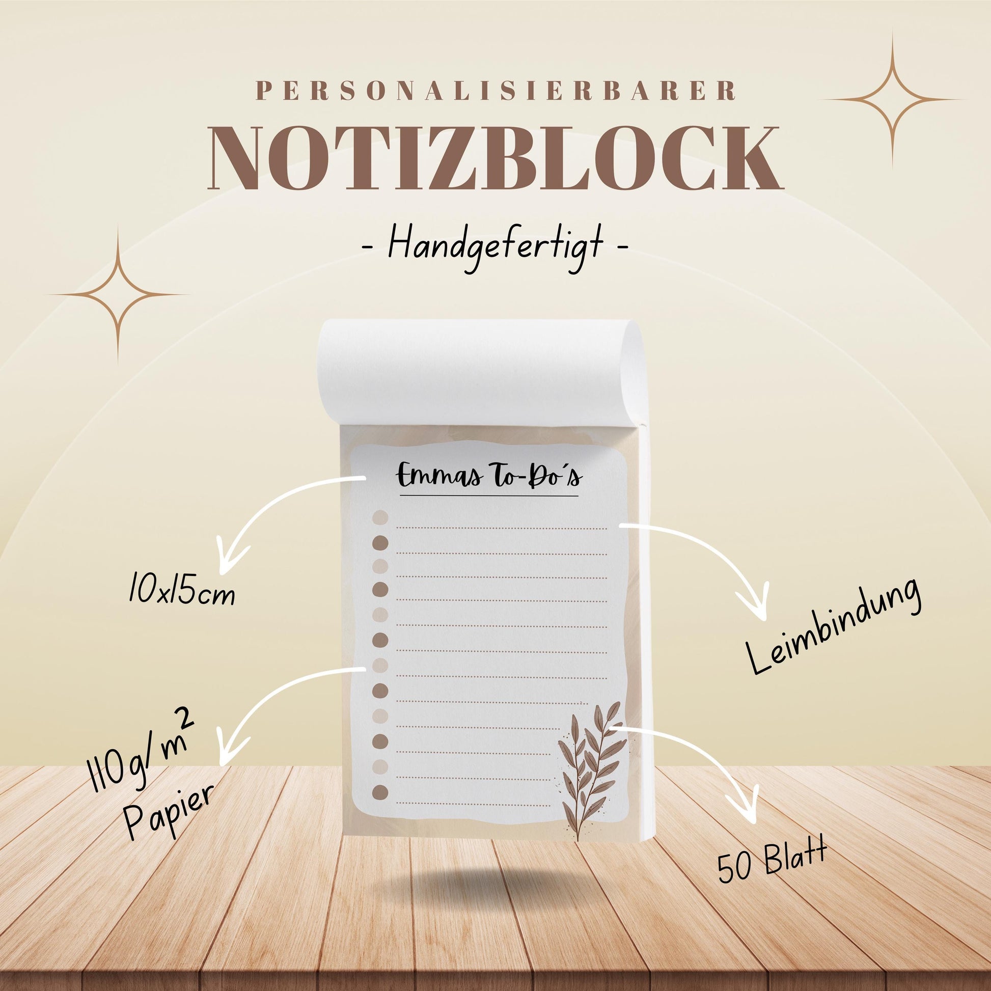 Notizblock Boho Notizblock personalisierbar mit Namen To-Do Liste Notizblock für Studenten Bürobedarf Geschenk Kollege