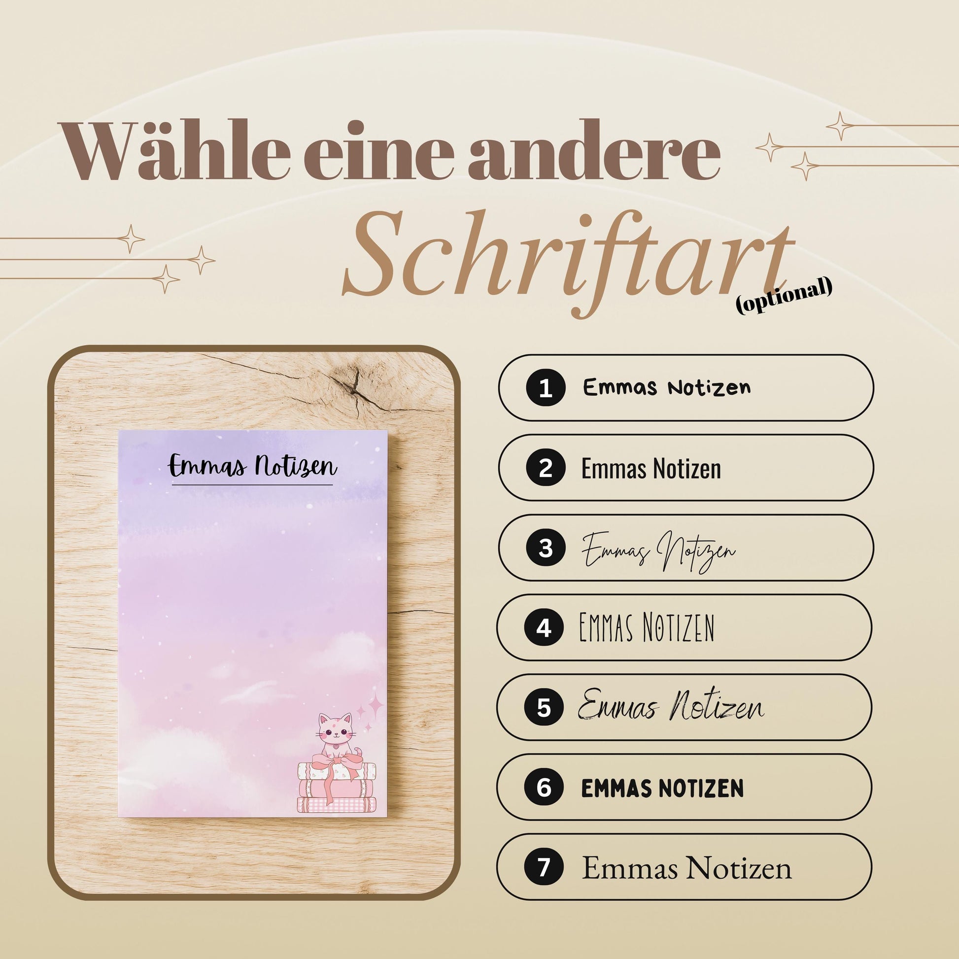 Notizblock Kawaii Katze Notizblock personalisierbar mit Namen To-Do Liste Notizblock für Studenten Bürobedarf Geschenk Kollege