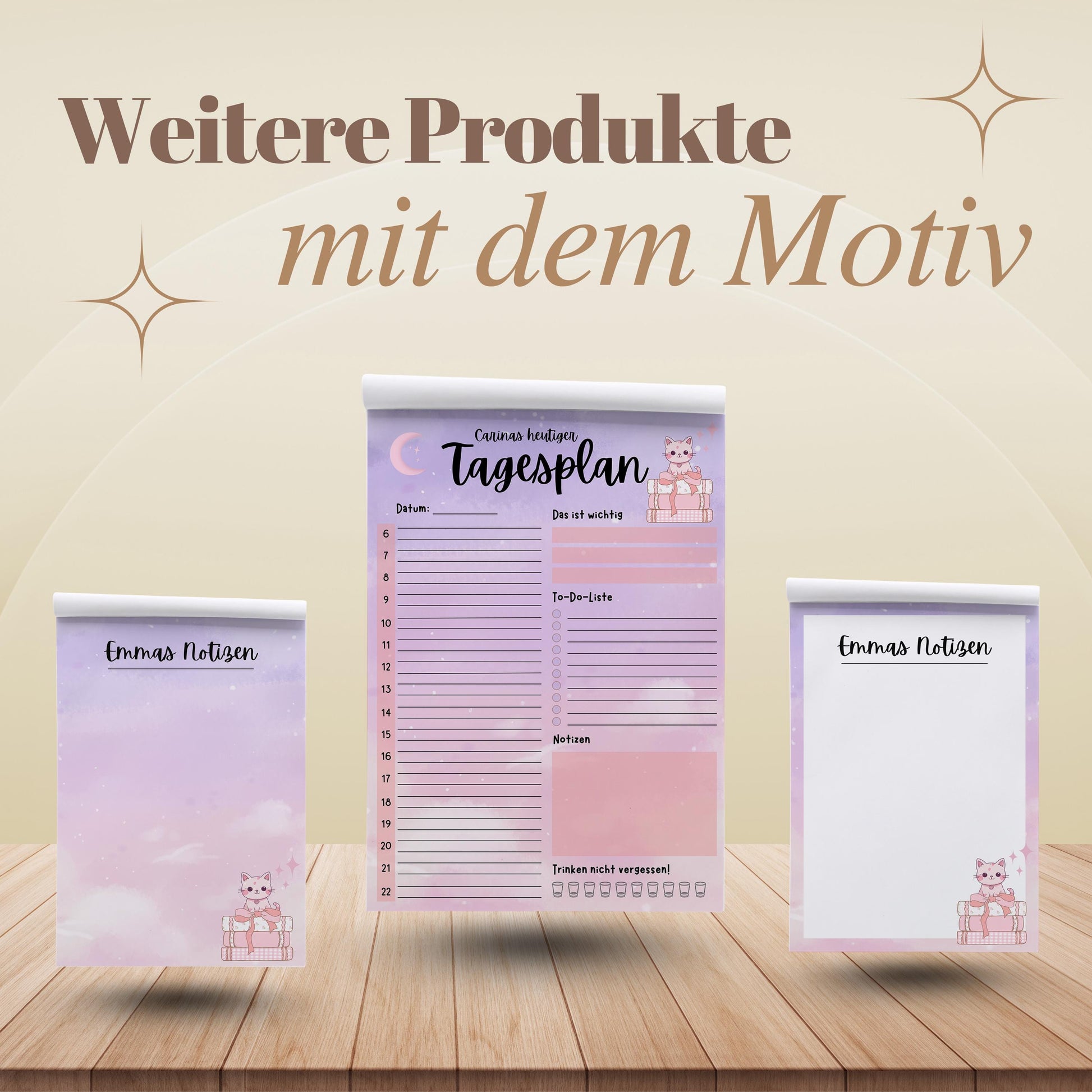 Notizblock Kawaii Katze Notizblock personalisierbar mit Namen To-Do Liste Notizblock für Studenten Bürobedarf Geschenk Kollege