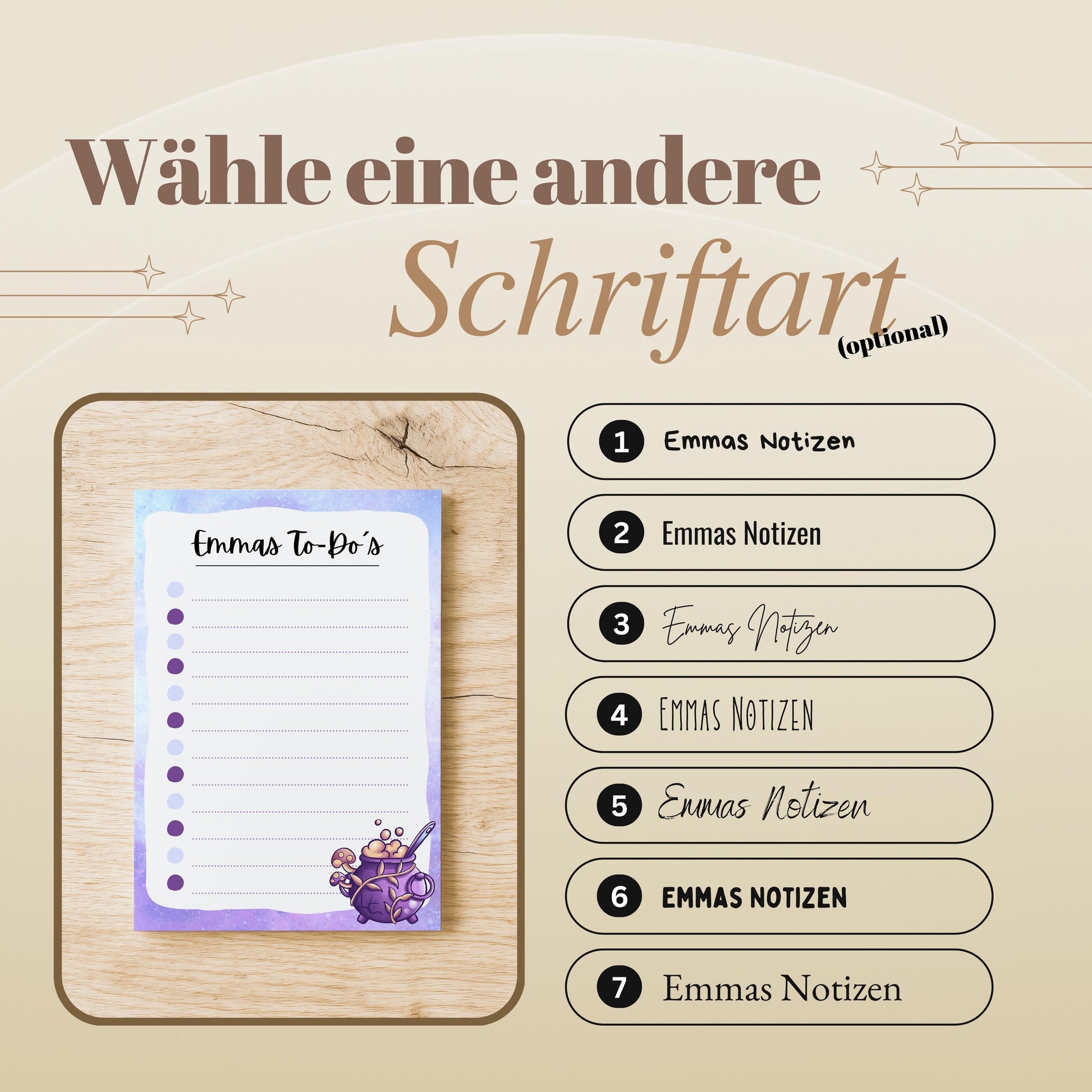 Notizblock Witchy Notizblock personalisierbar mit Namen To-Do Liste Notizblock für Studenten Bürobedarf Geschenk Kollege