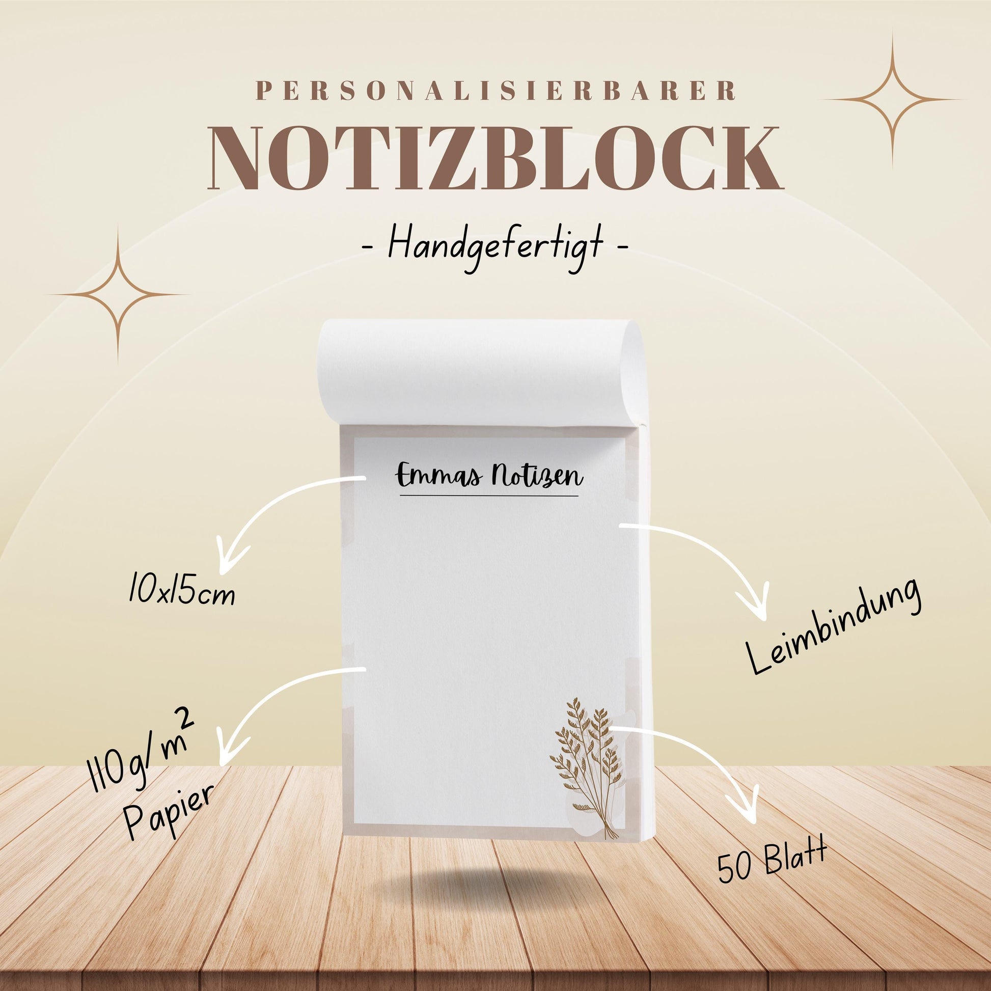 Notizblock Boho Notizblock personalisierbar mit Namen To-Do Liste Notizblock für Studenten Bürobedarf Geschenk Kollege