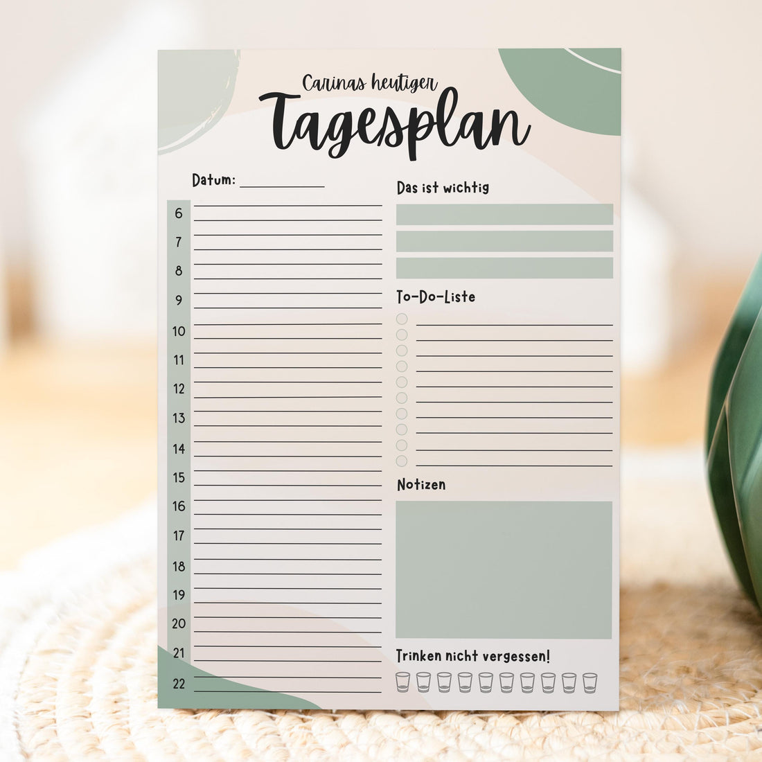 Tagesplaner Soft A5 Notizblock personalisierbar mit Namen To Do Liste Notizblock für Studenten Schreibblock Bürobedarf Geschenk Pilzsammler