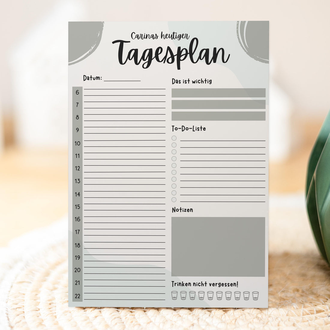 Tagesplaner Pastell A5 Notizblock personalisierbar mit Namen To Do Liste Notizblock für Studenten Schreibblock Bürobedarf Geschenk Schüler
