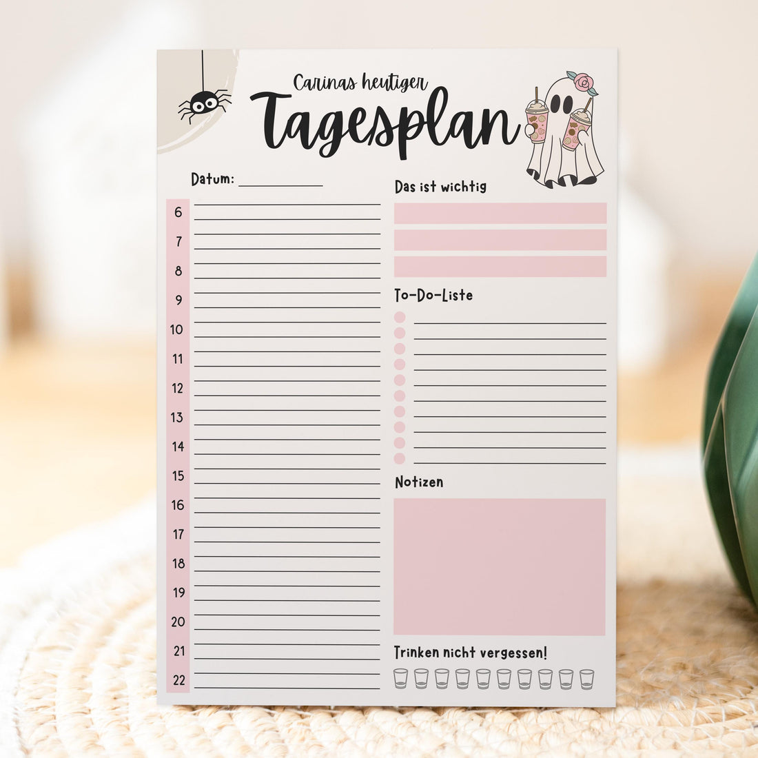 Tagesplaner Summerween A5 Notizblock personalisierbar mit Namen To Do Liste Notizblock für Studenten Schreibblock Bürobedarf Geschenk