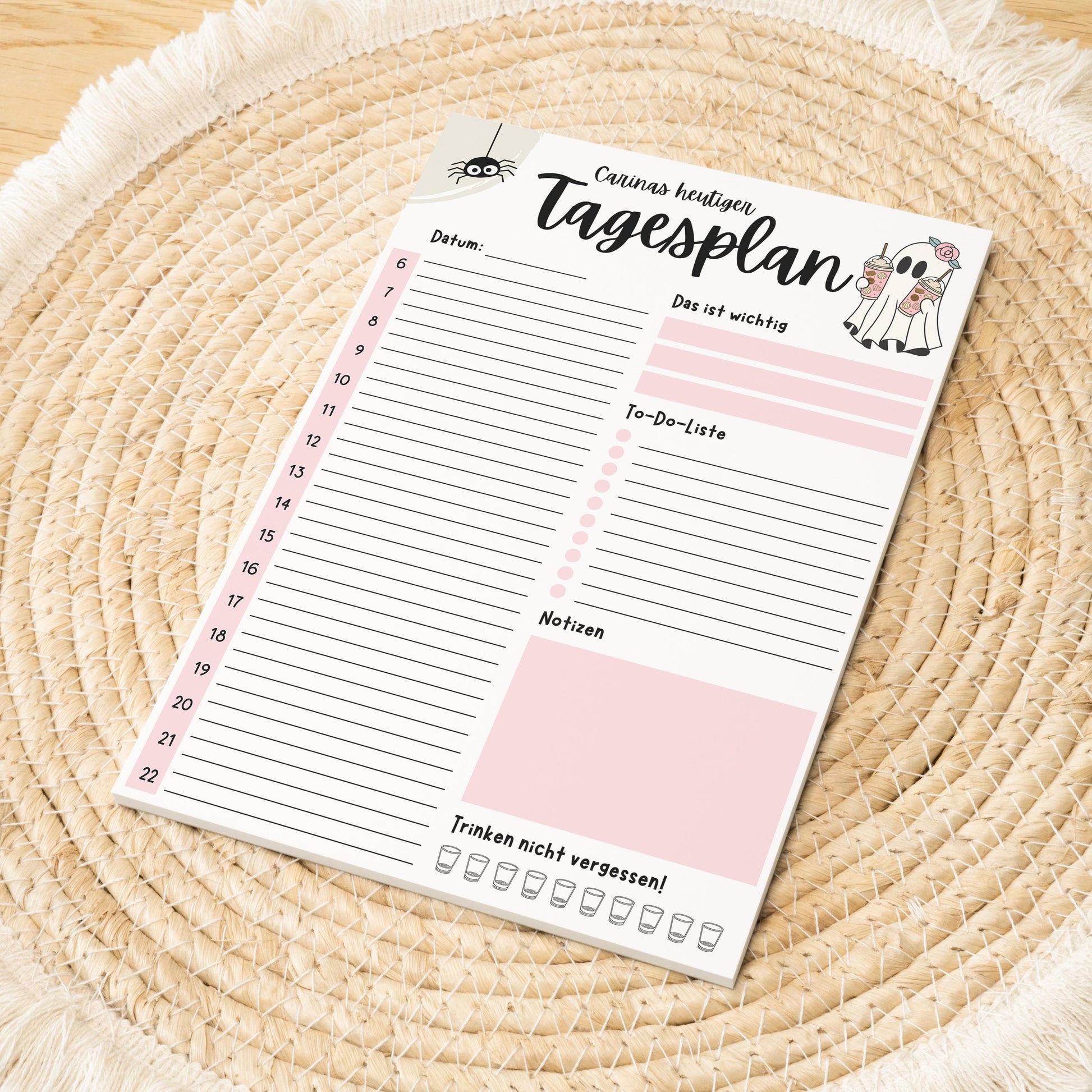 Tagesplaner Summerween A5 Notizblock personalisierbar mit Namen To Do Liste Notizblock für Studenten Schreibblock Bürobedarf Geschenk