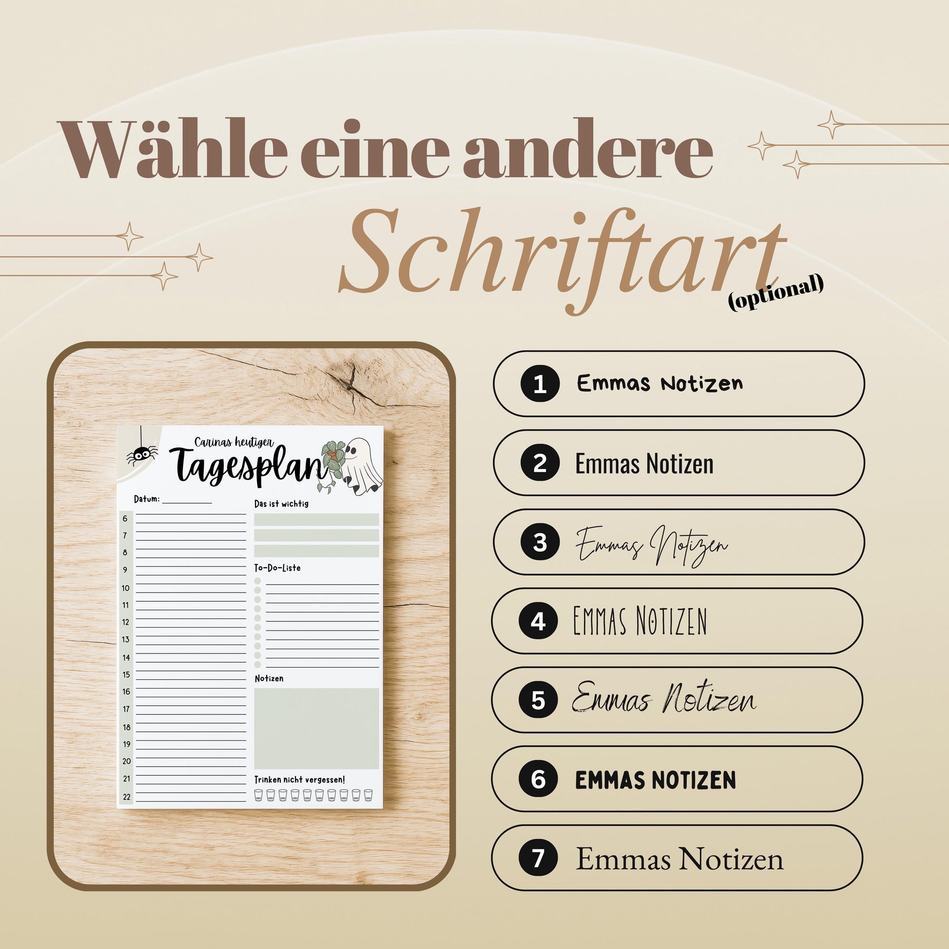 Tagesplaner Bootanica A5 Notizblock personalisierbar mit Namen To Do Liste Notizblock für Studenten Schreibblock Bürobedarf Geschenk Schüler