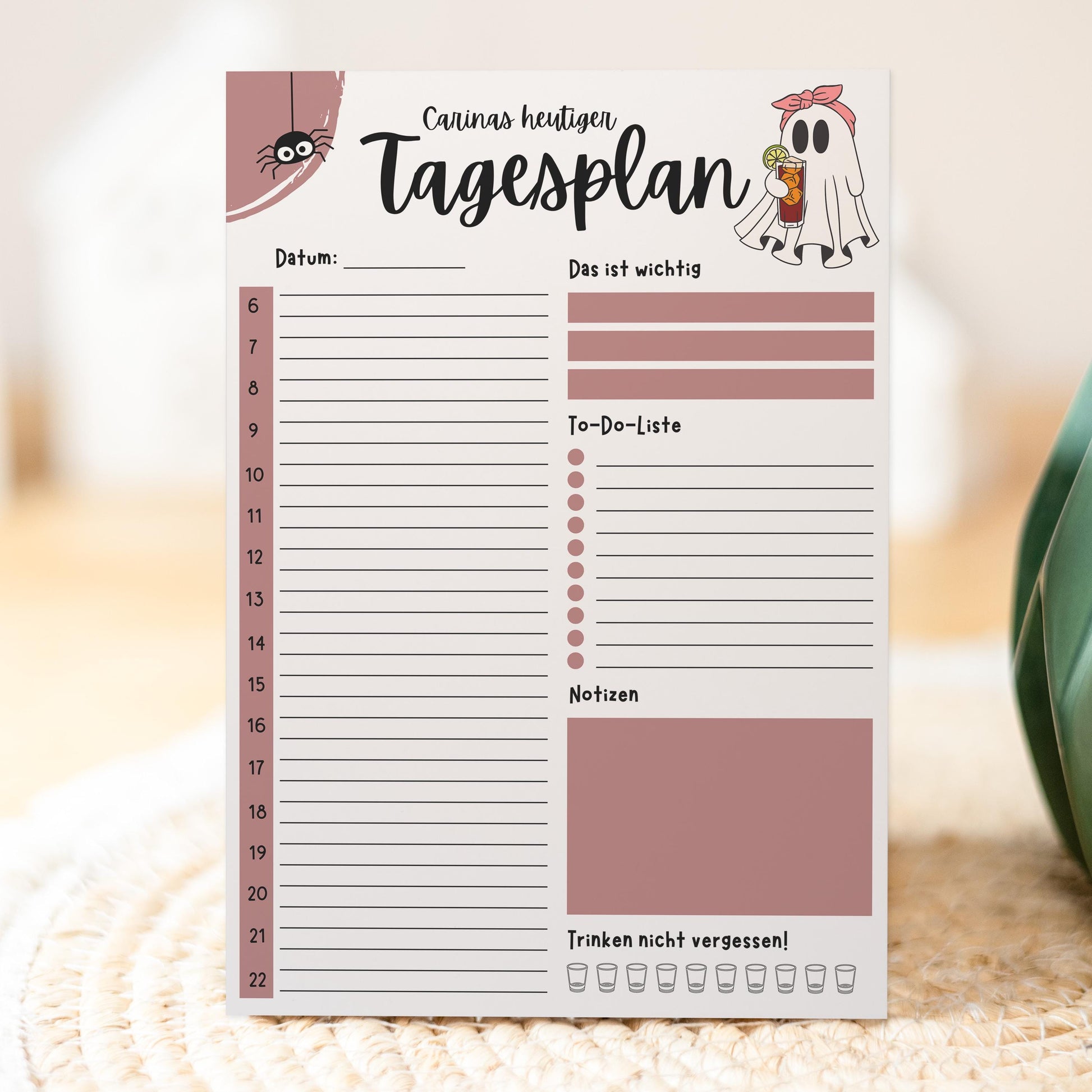 Tagesplaner Summerween A5 Notizblock personalisierbar mit Namen To Do Liste Notizblock für Studenten Schreibblock Bürobedarf Geschenk