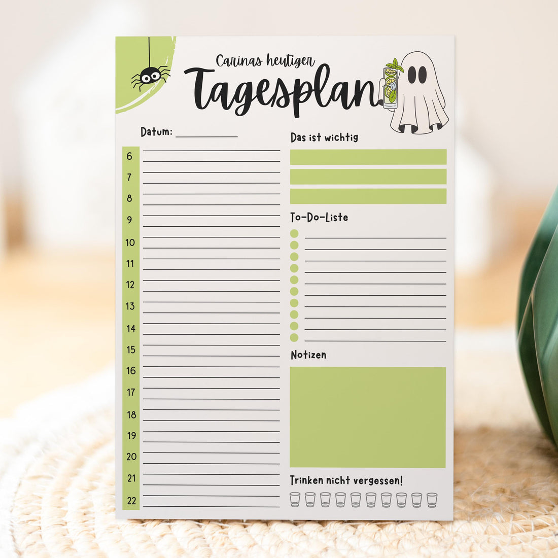 Tagesplaner Summerween A5 Notizblock personalisierbar mit Namen To Do Liste Notizblock für Studenten Schreibblock Bürobedarf Geschenk