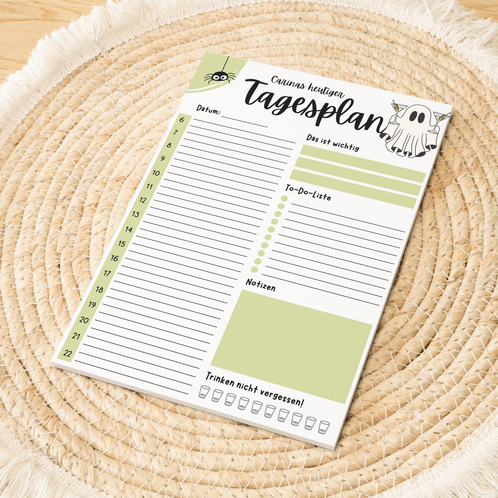 Tagesplaner Summerween A5 Notizblock personalisierbar mit Namen To Do Liste Notizblock für Studenten Schreibblock Bürobedarf Geschenk
