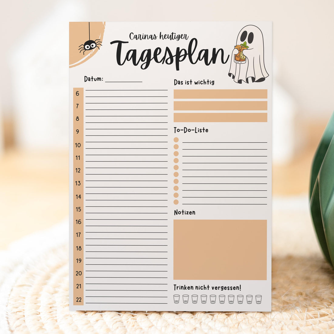 Tagesplaner Summerween A5 Notizblock personalisierbar mit Namen To Do Liste Notizblock für Studenten Schreibblock Bürobedarf Geschenk