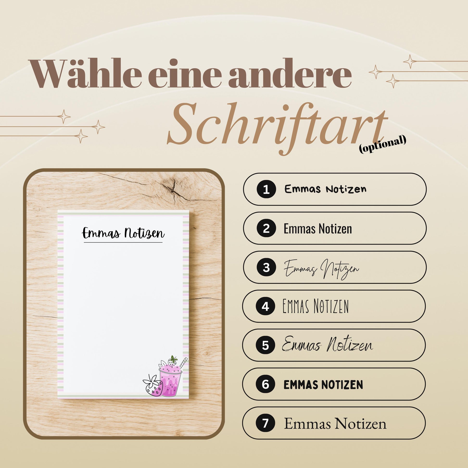 Notizblock Erdbeere Notizblock personalisierbar mit Namen To-Do Liste Notizblock für Studenten Bürobedarf Geschenk Schüler