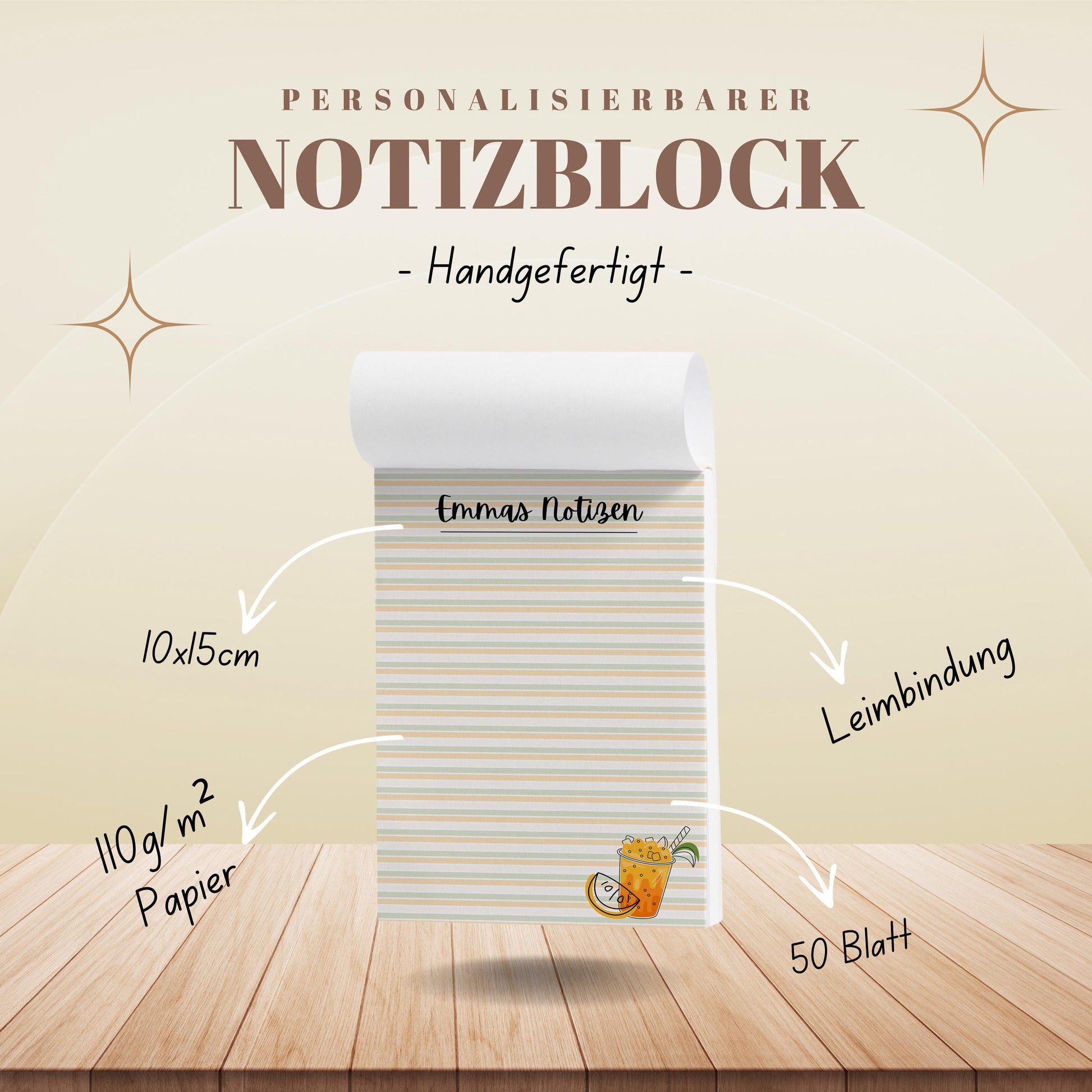 Notizblock Orange Notizblock personalisierbar mit Namen To-Do Liste Notizblock für Studenten Bürobedarf Geschenk Schüler