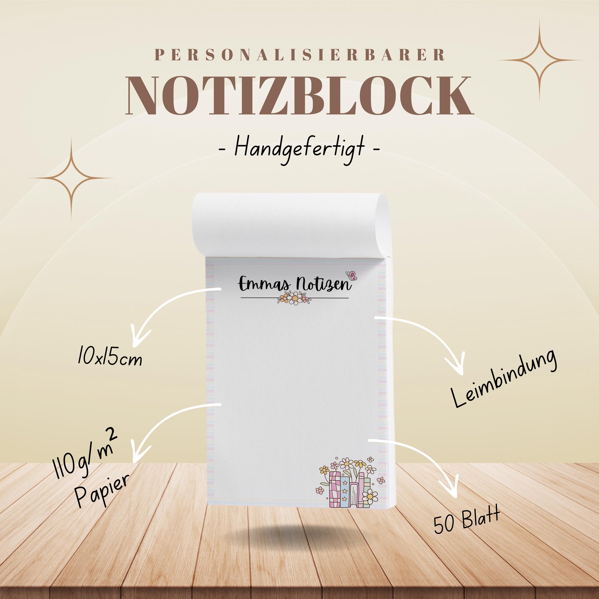 Notizblock Bücher Notizblock personalisierbar mit Namen To-Do Liste Notizblock für Studenten Bürobedarf Geschenk Kollegin
