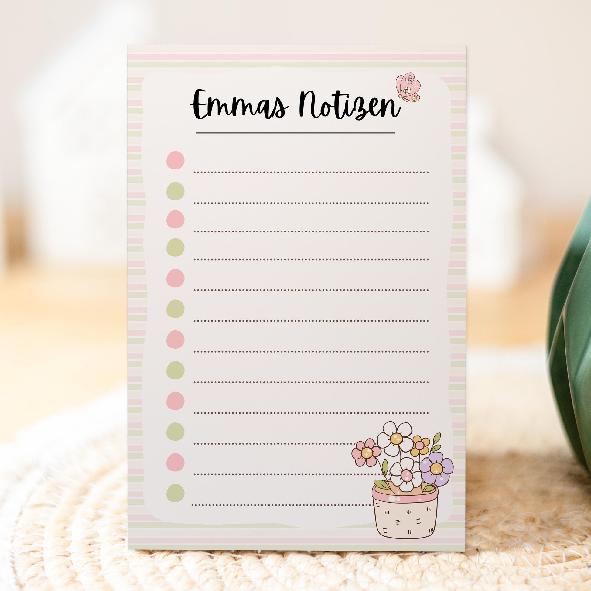 Notizblock Blumen Notizblock personalisierbar mit Namen To-Do Liste Notizblock für Studenten Bürobedarf Geschenk Kollegin