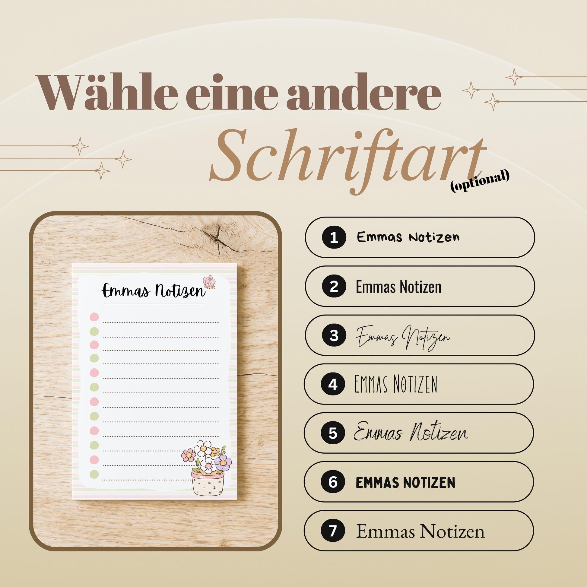 Notizblock Blumen Notizblock personalisierbar mit Namen To-Do Liste Notizblock für Studenten Bürobedarf Geschenk Kollegin