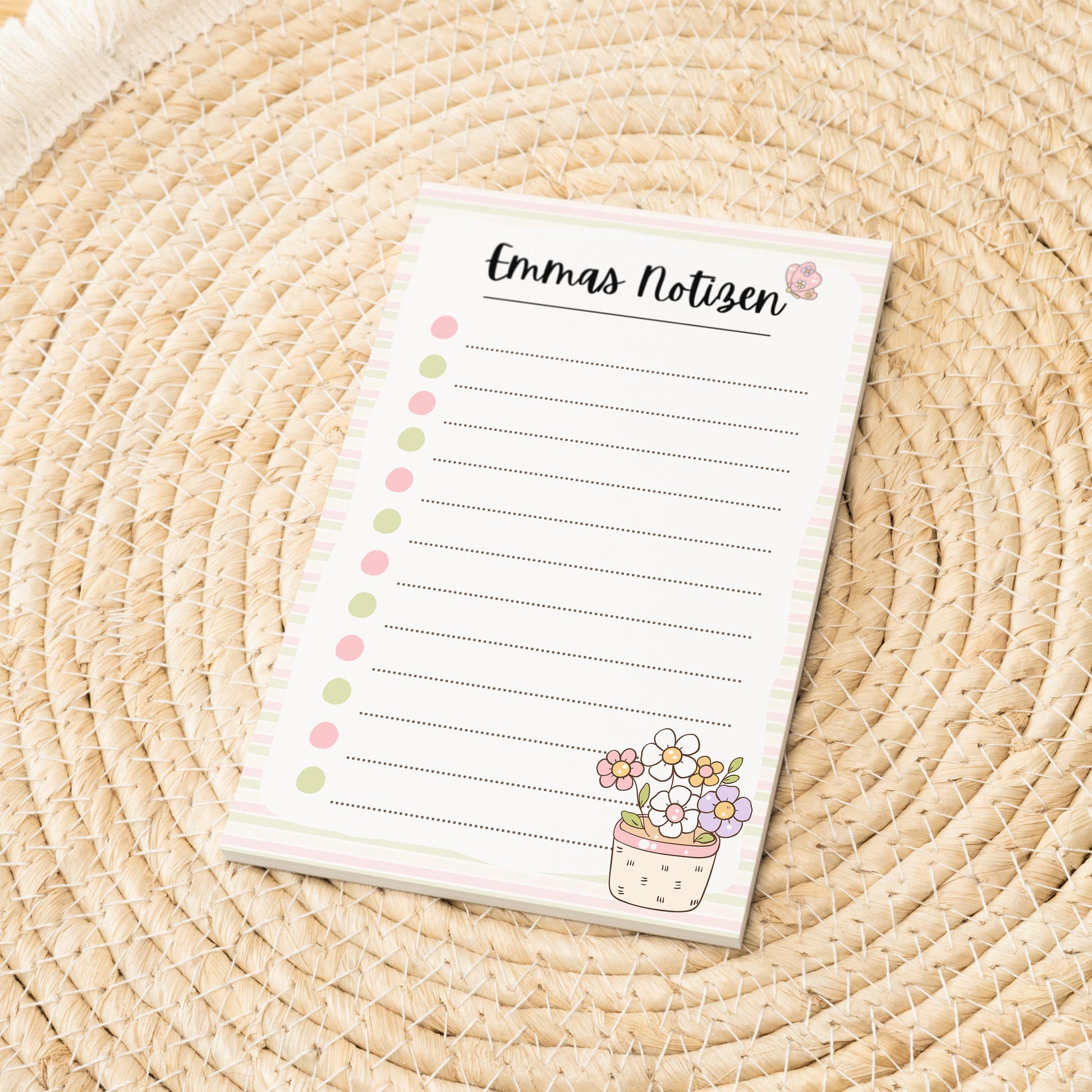 Notizblock Blumen Notizblock personalisierbar mit Namen To-Do Liste Notizblock für Studenten Bürobedarf Geschenk Kollegin