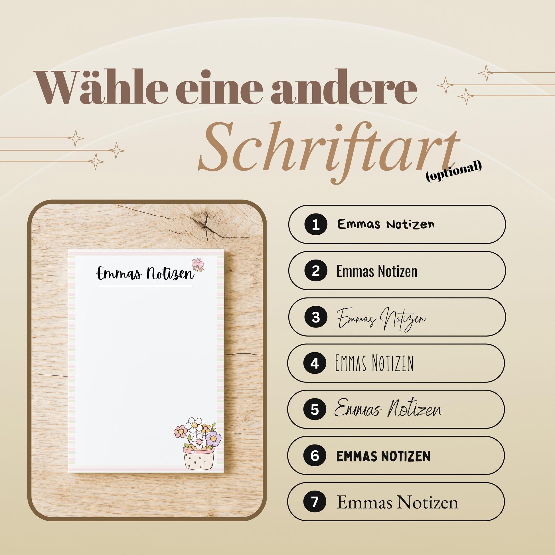 Notizblock Blumen Notizblock personalisierbar mit Namen To-Do Liste Notizblock für Studenten Bürobedarf Geschenk Kollegin