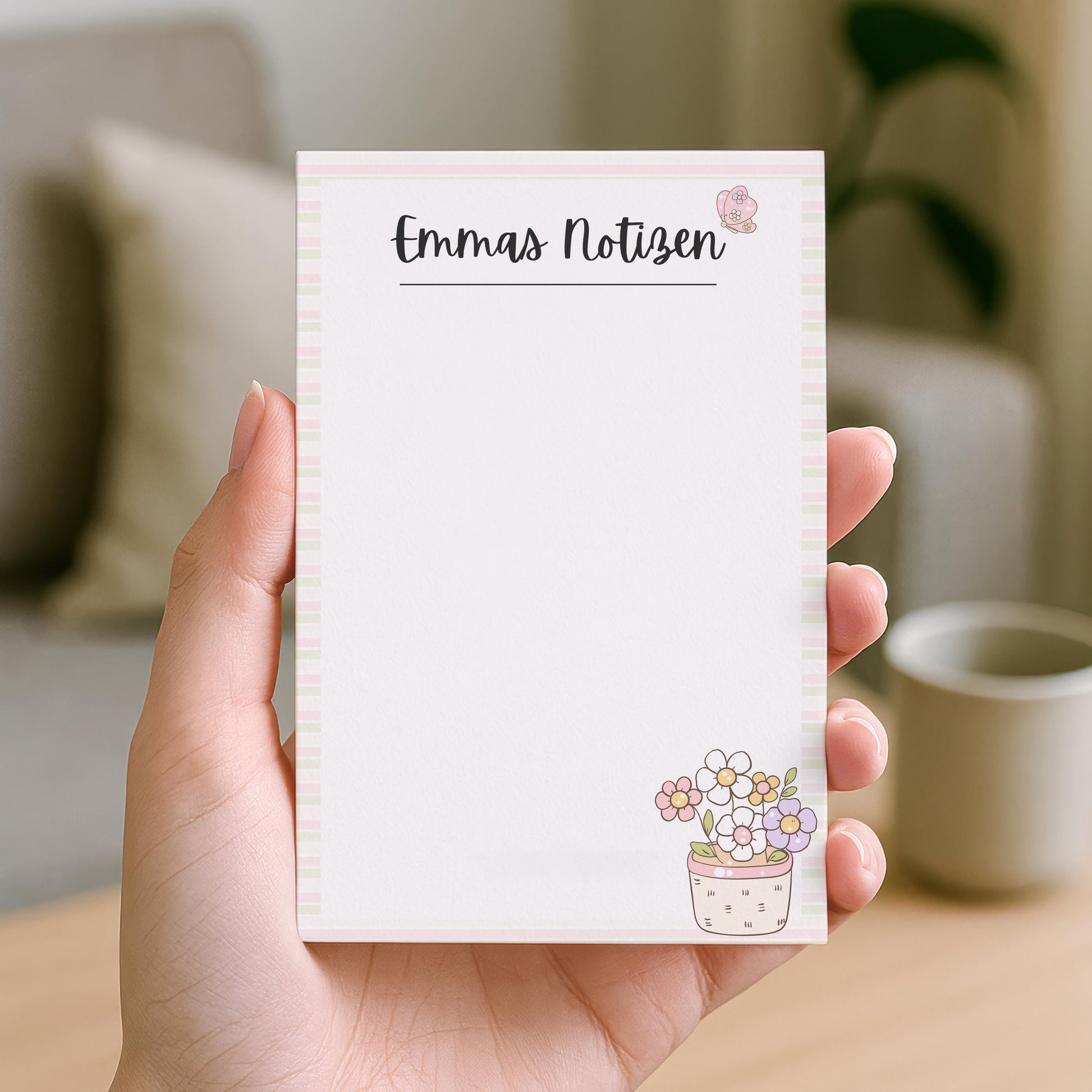 Notizblock Blumen Notizblock personalisierbar mit Namen To-Do Liste Notizblock für Studenten Bürobedarf Geschenk Kollegin