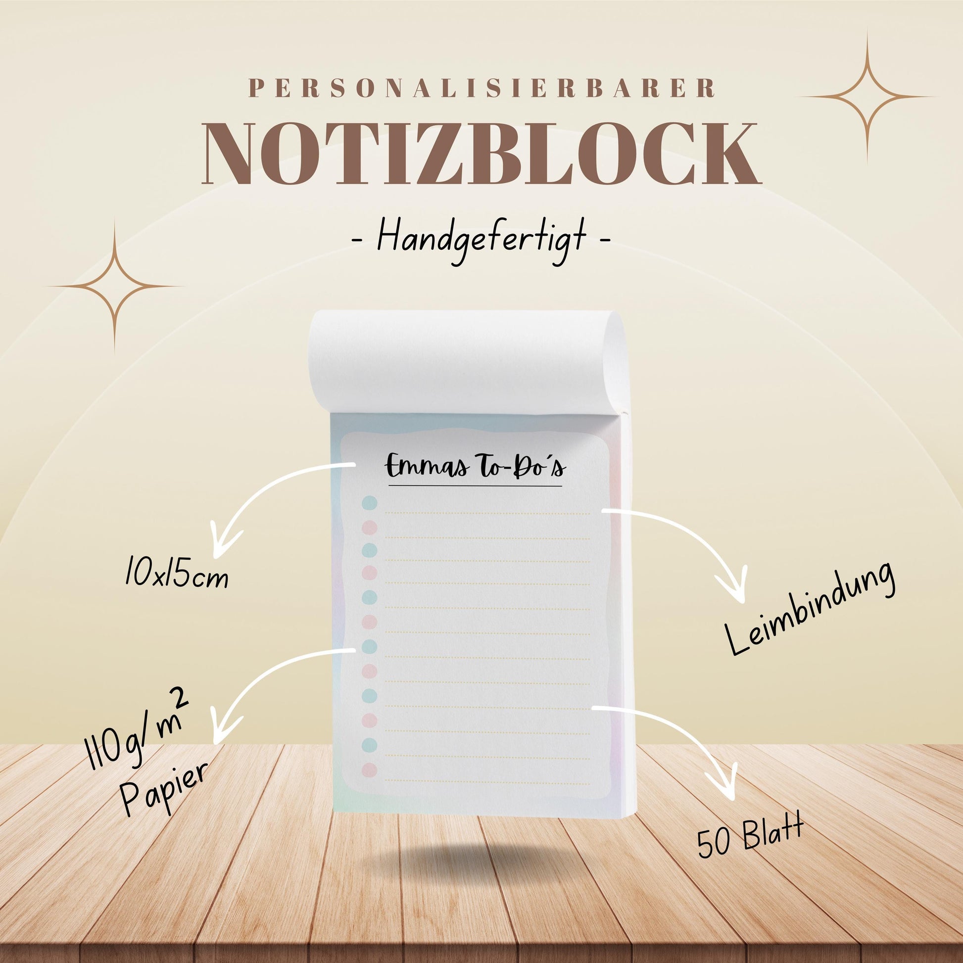 Notizblock Sterne Notizblock personalisierbar mit Namen To-Do Liste Notizblock für Studenten Bürobedarf Geschenk Kollege