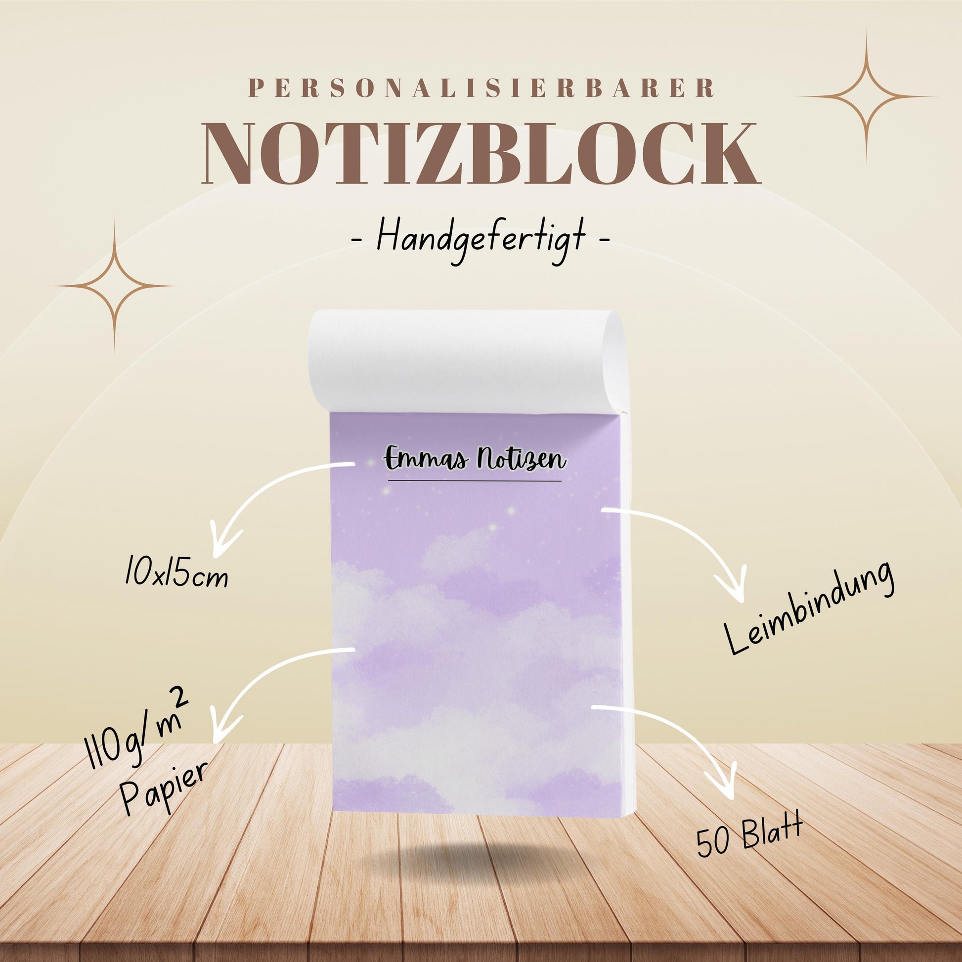 Notizblock Wolken Notizblock personalisierbar mit Namen To-Do Liste Notizblock für Studenten Bürobedarf Geschenk Kollege
