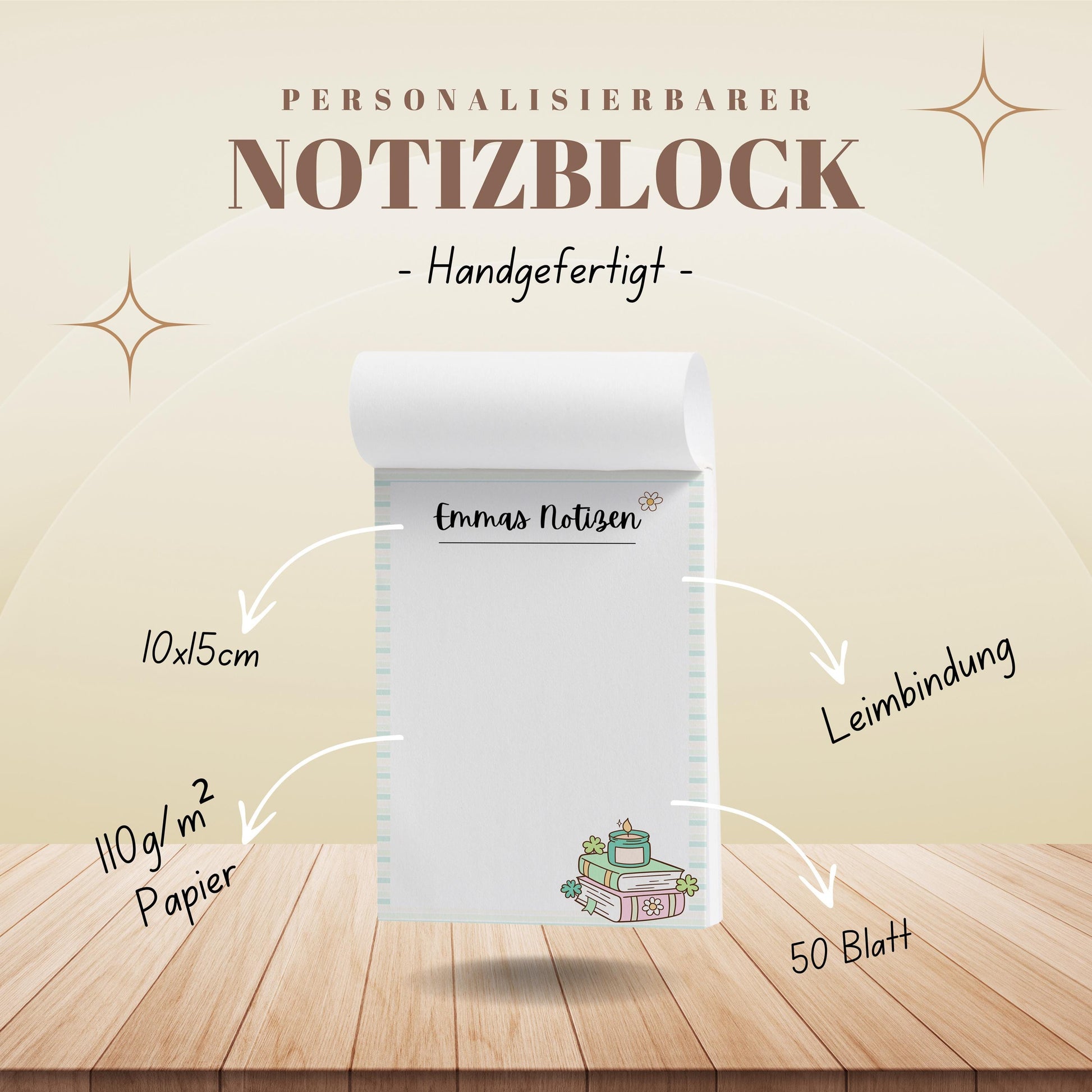 Notizblock Bücher Notizblock personalisierbar mit Namen To-Do Liste Notizblock für Studenten Bürobedarf Geschenk Kollegin