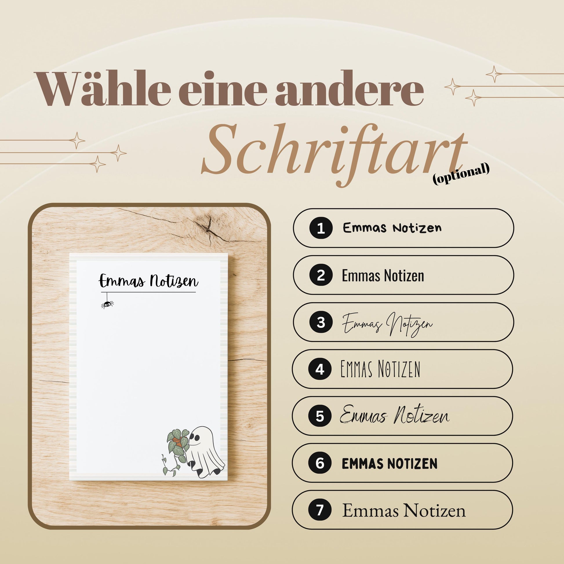 Notizblock Summerween Notizblock personalisierbar mit Namen To-Do Liste Notizblock für Studenten Bürobedarf Geschenk Pflanzenliebhaber