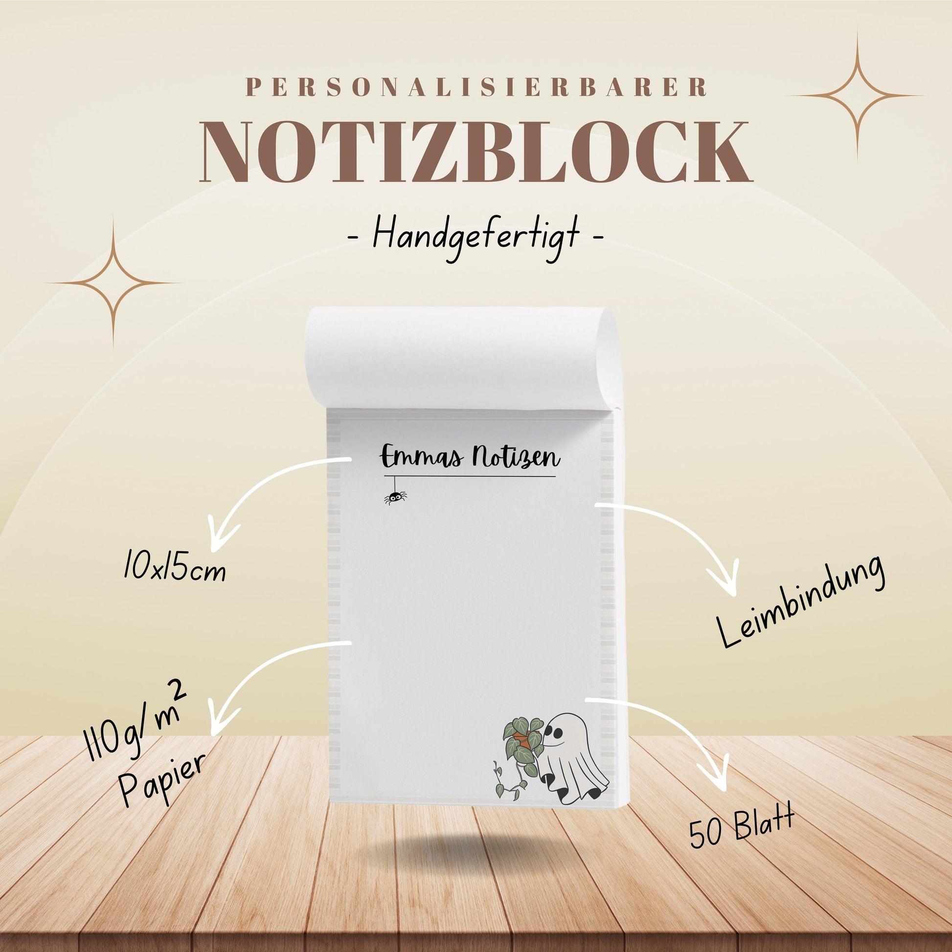 Notizblock Summerween Notizblock personalisierbar mit Namen To-Do Liste Notizblock für Studenten Bürobedarf Geschenk Pflanzenliebhaber