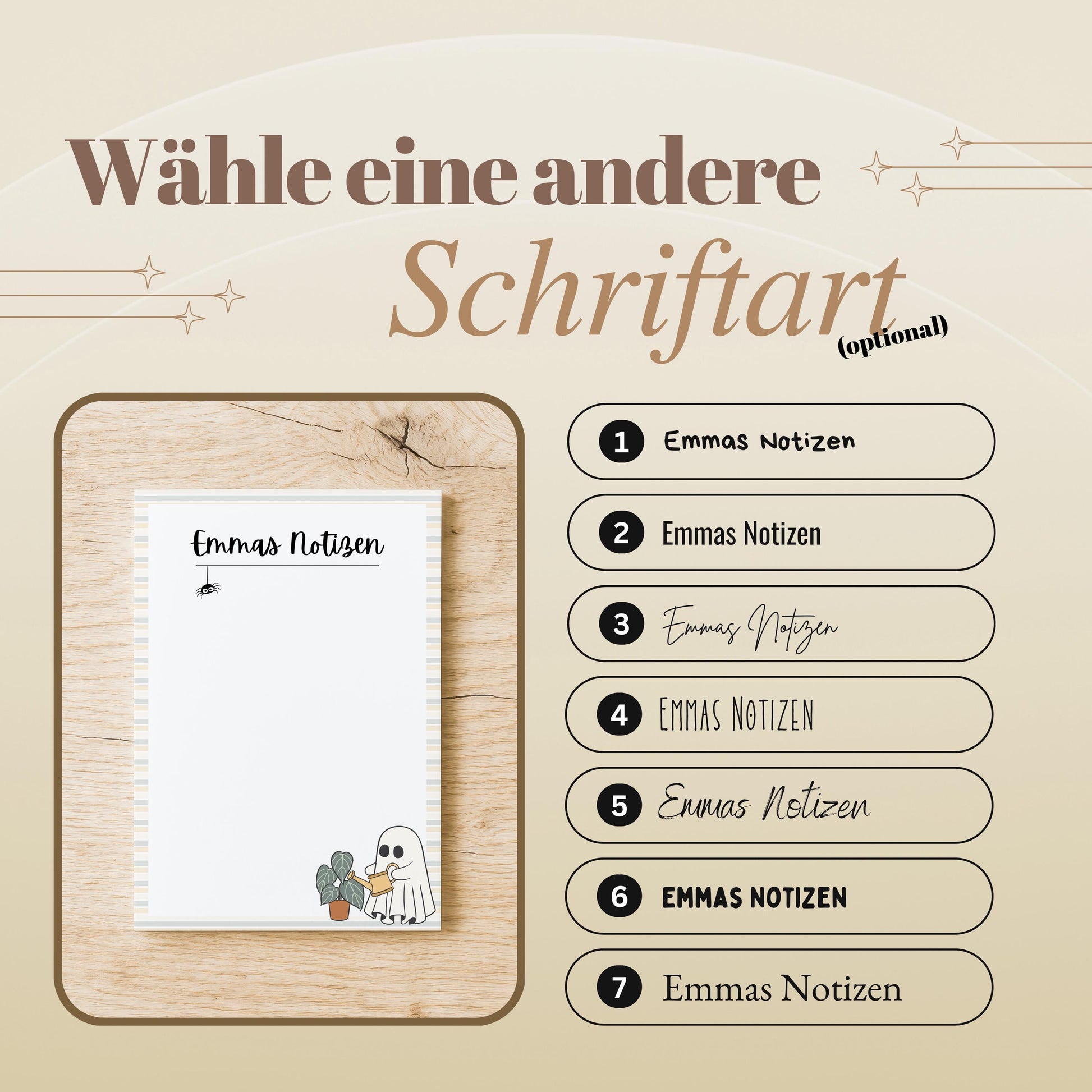 Notizblock Summerween Notizblock personalisierbar mit Namen To-Do Liste Notizblock für Studenten Bürobedarf Geschenk Pflanzenliebhaber