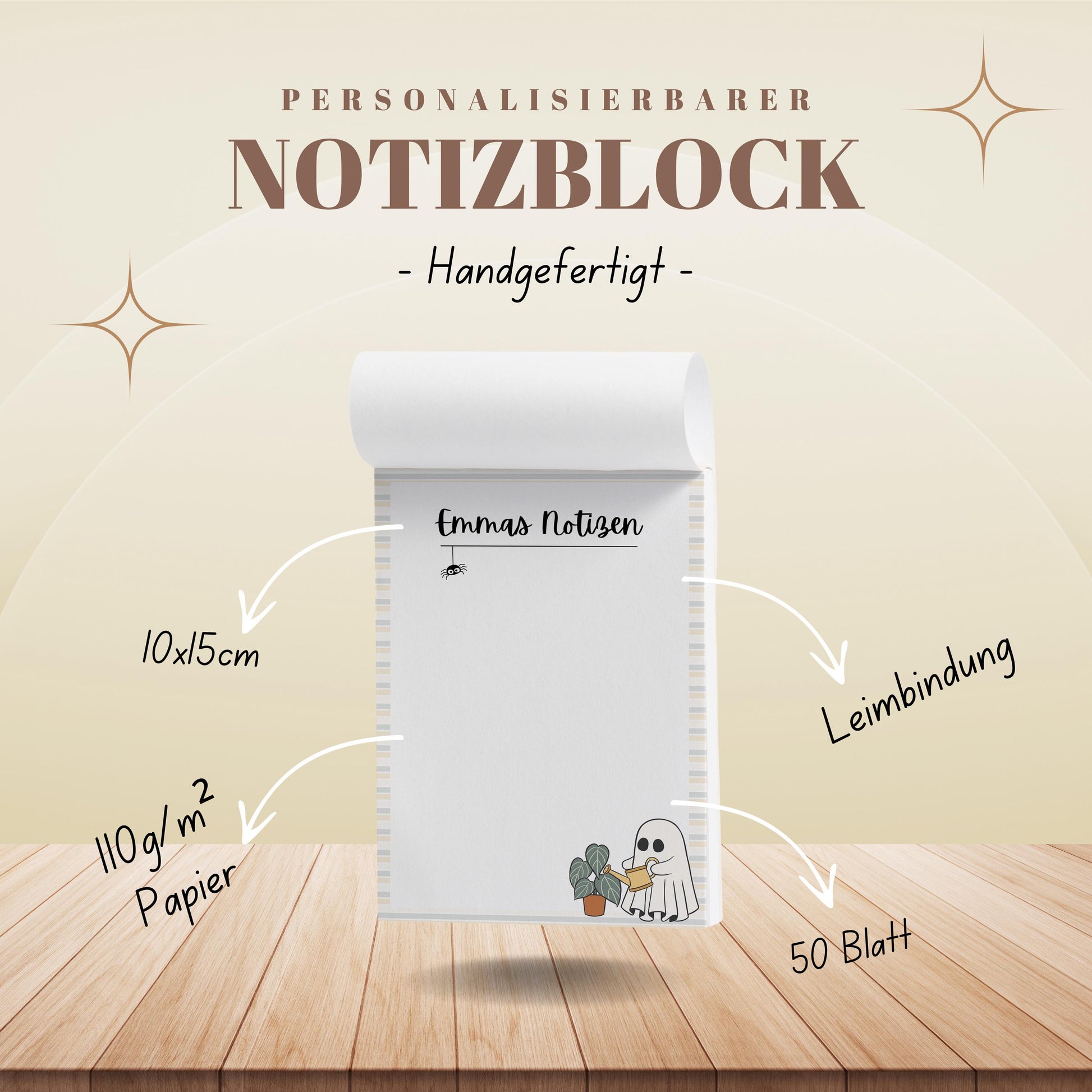 Notizblock Summerween Notizblock personalisierbar mit Namen To-Do Liste Notizblock für Studenten Bürobedarf Geschenk Pflanzenliebhaber