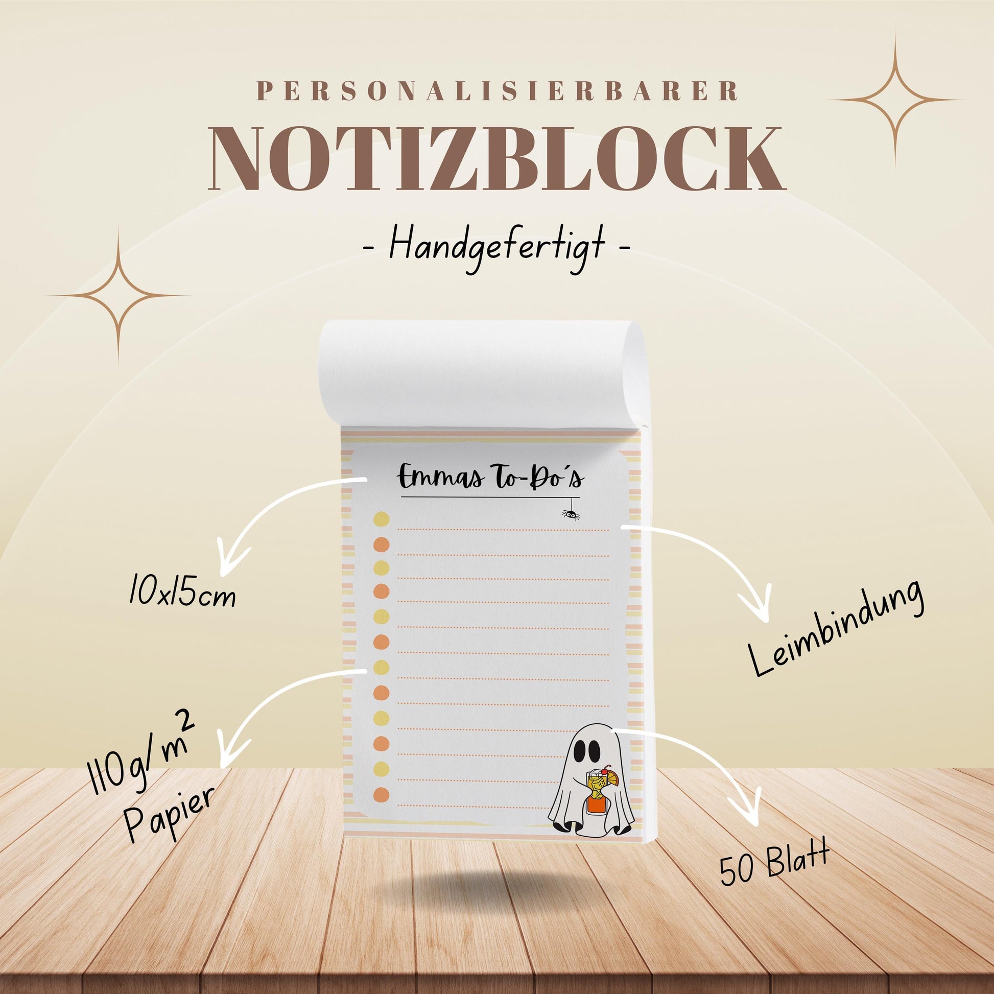 Notizblock Summerween Notizblock personalisierbar mit Namen To-Do Liste Notizblock für Studenten Bürobedarf Geschenk Kollegin