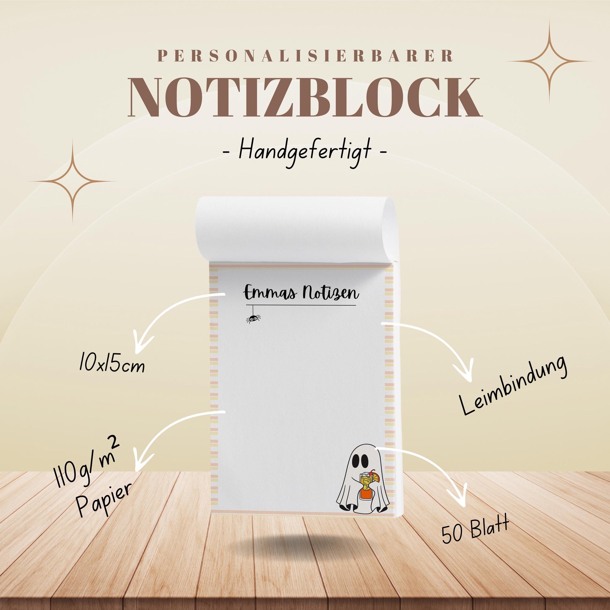 Notizblock Summerween Notizblock personalisierbar mit Namen To-Do Liste Notizblock für Studenten Bürobedarf Geschenk Kollegin