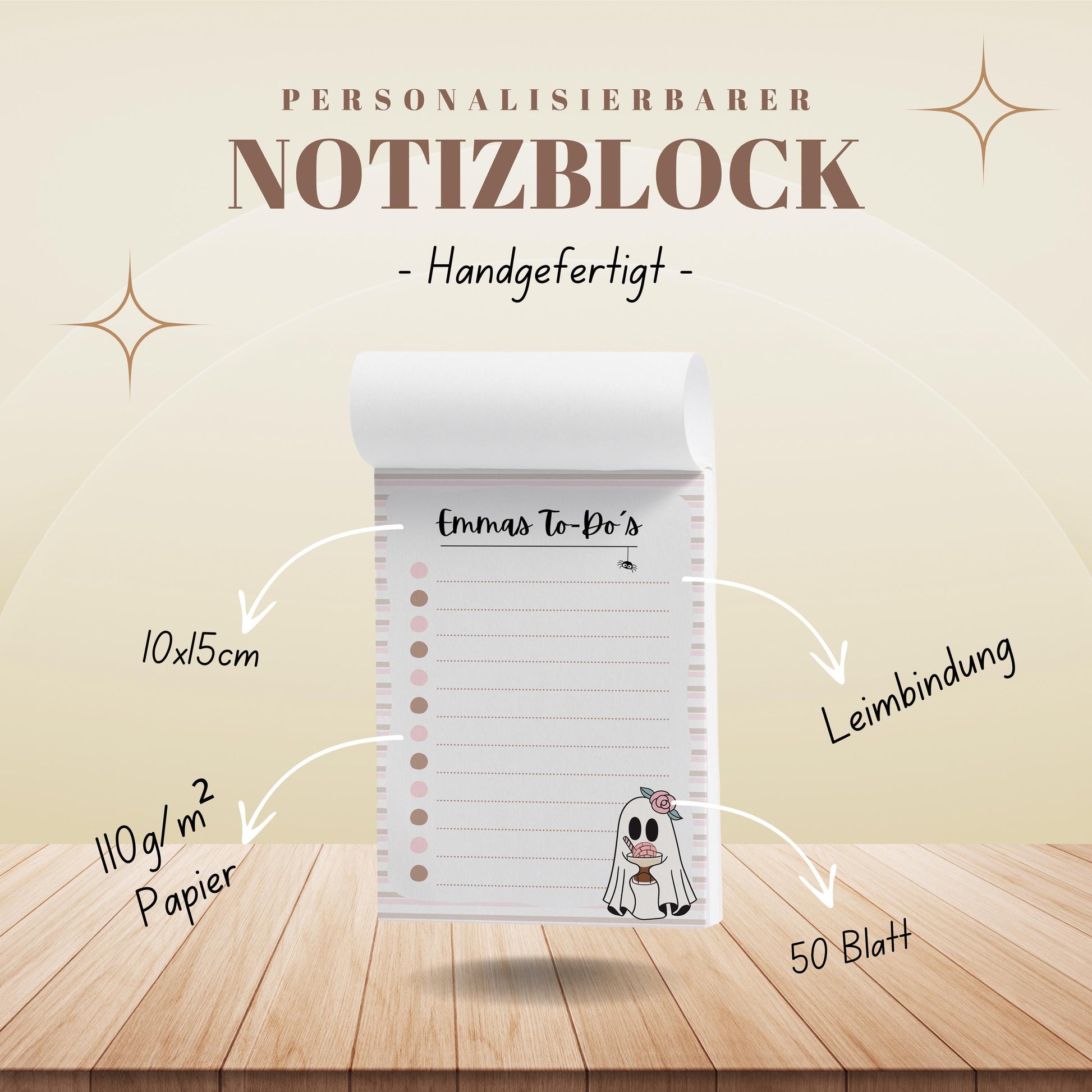 Notizblock Summerween Notizblock personalisierbar mit Namen To-Do Liste Notizblock für Studenten Bürobedarf Geschenk Kollegin