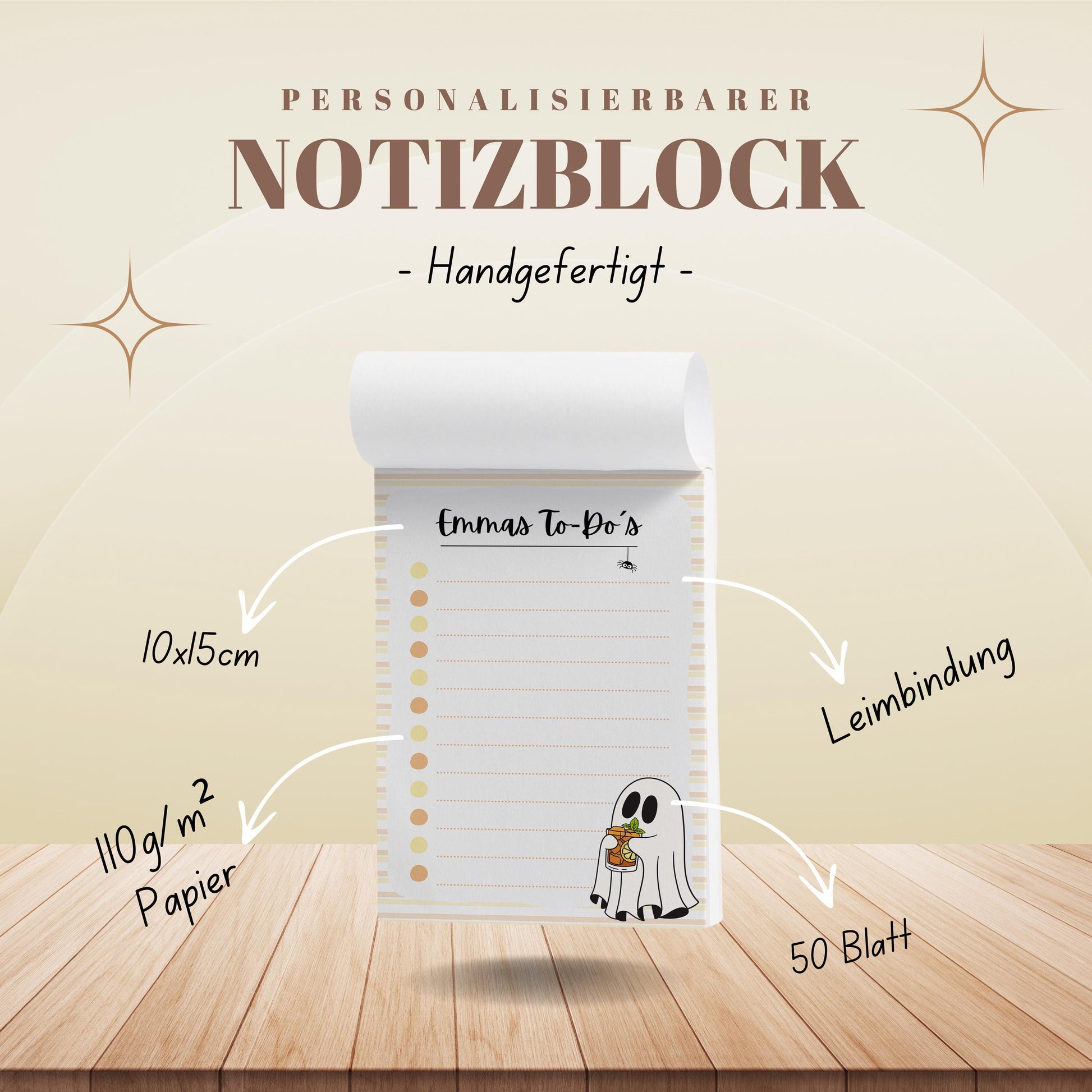 Notizblock Summerween Notizblock personalisierbar mit Namen To-Do Liste Notizblock für Studenten Bürobedarf Geschenk Kollege