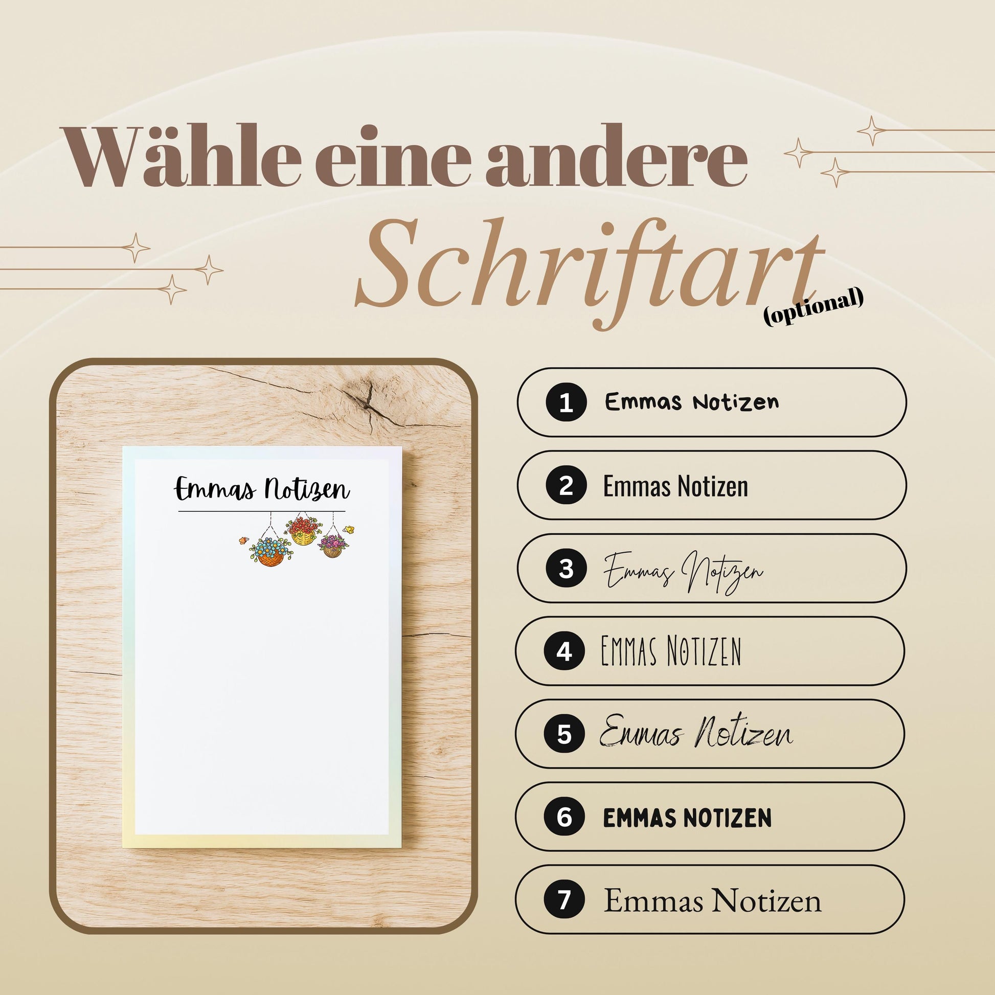 Notizblock Blumen Notizblock personalisierbar mit Namen To-Do Liste Notizblock für Studenten Bürobedarf Geschenk Kollegin