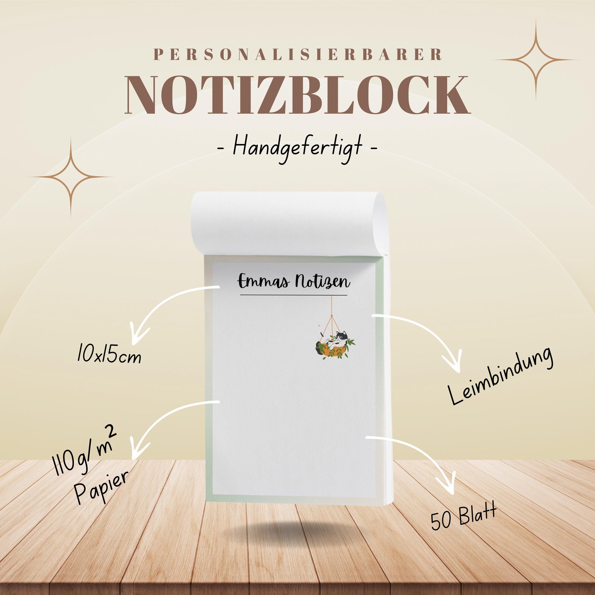 Notizblock Katze Notizblock personalisierbar mit Namen To-Do Liste Notizblock für Studenten Bürobedarf Geschenk Katzenbesitzer