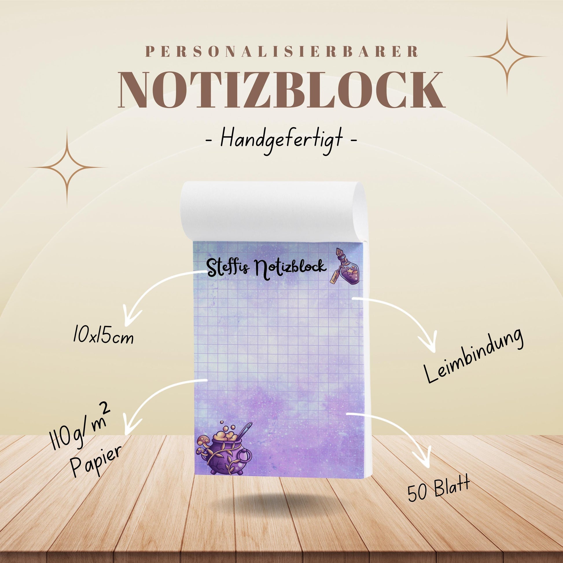 Notizblock Witchy Notizblock personalisierbar mit Namen To-Do Liste Notizblock für Studenten Bürobedarf Geschenk Kollegin