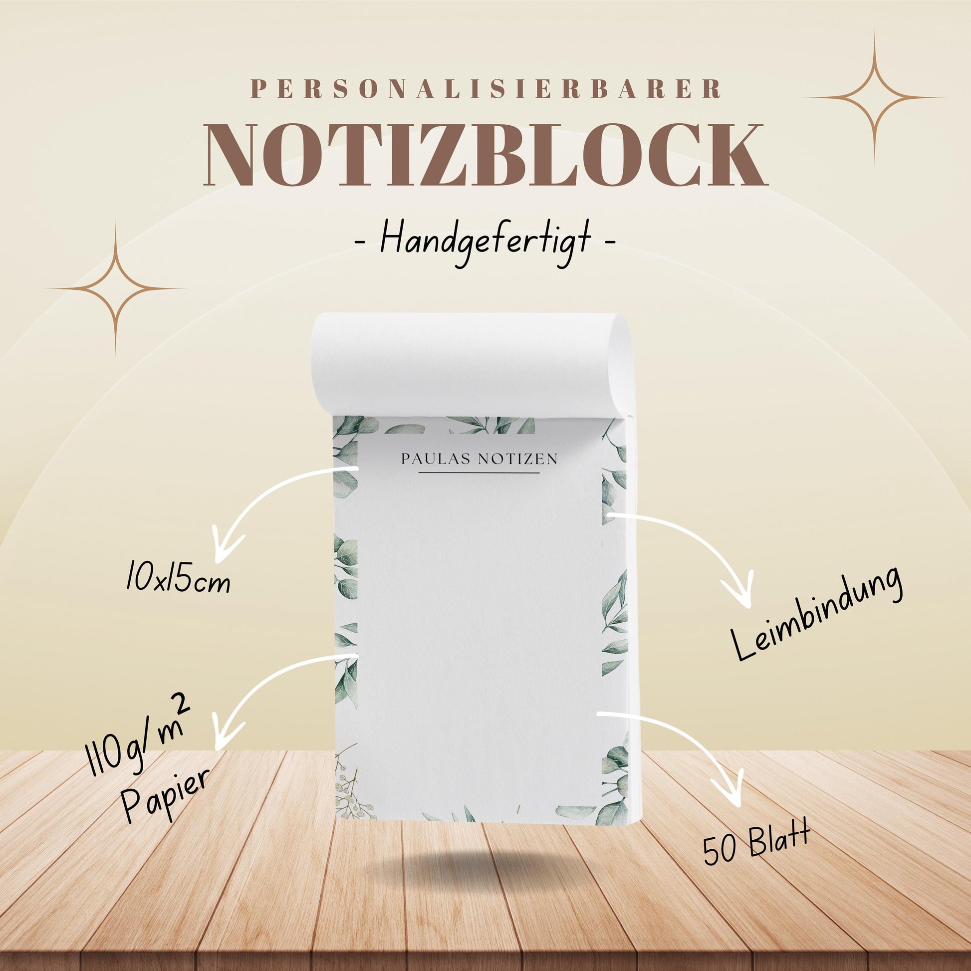 Notizblock Floral Notizblock personalisierbar mit Namen To-Do Liste Notizblock für Studenten Bürobedarf Geschenk Kollegin