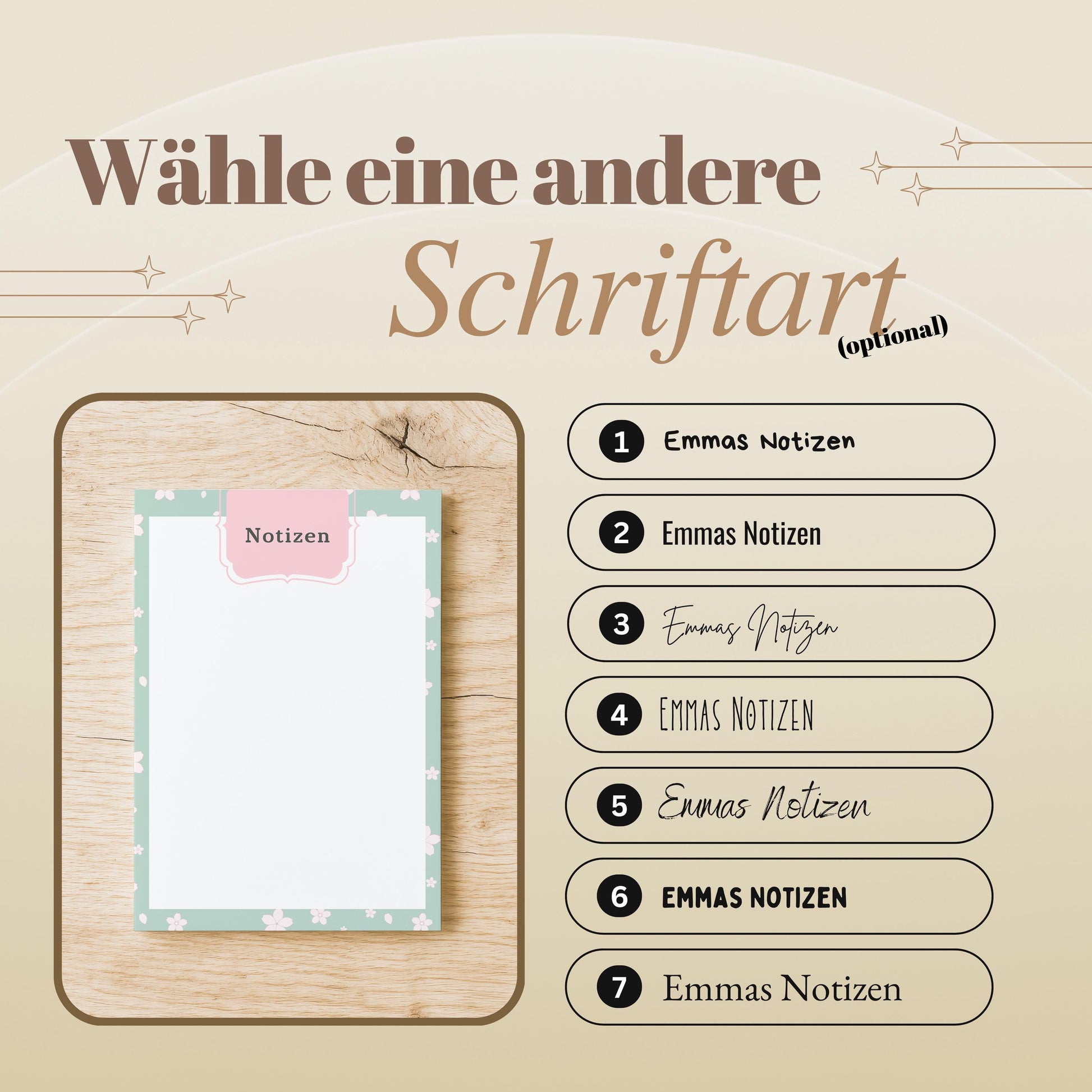 Notizblock Blumen Notizblock personalisierbar mit Namen To-Do Liste Notizblock für Studenten Bürobedarf Geschenk Kollegin